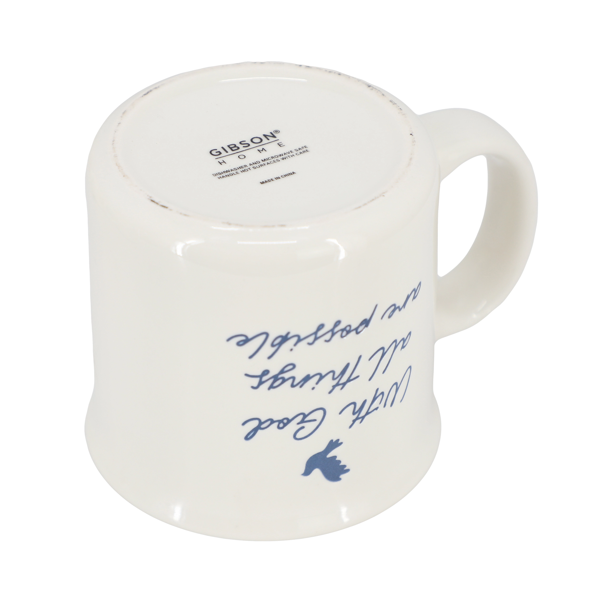 Gibson Home Daily Wisdom 4 Piece Assorted 21 Ounce Stoneware Mug Set in White