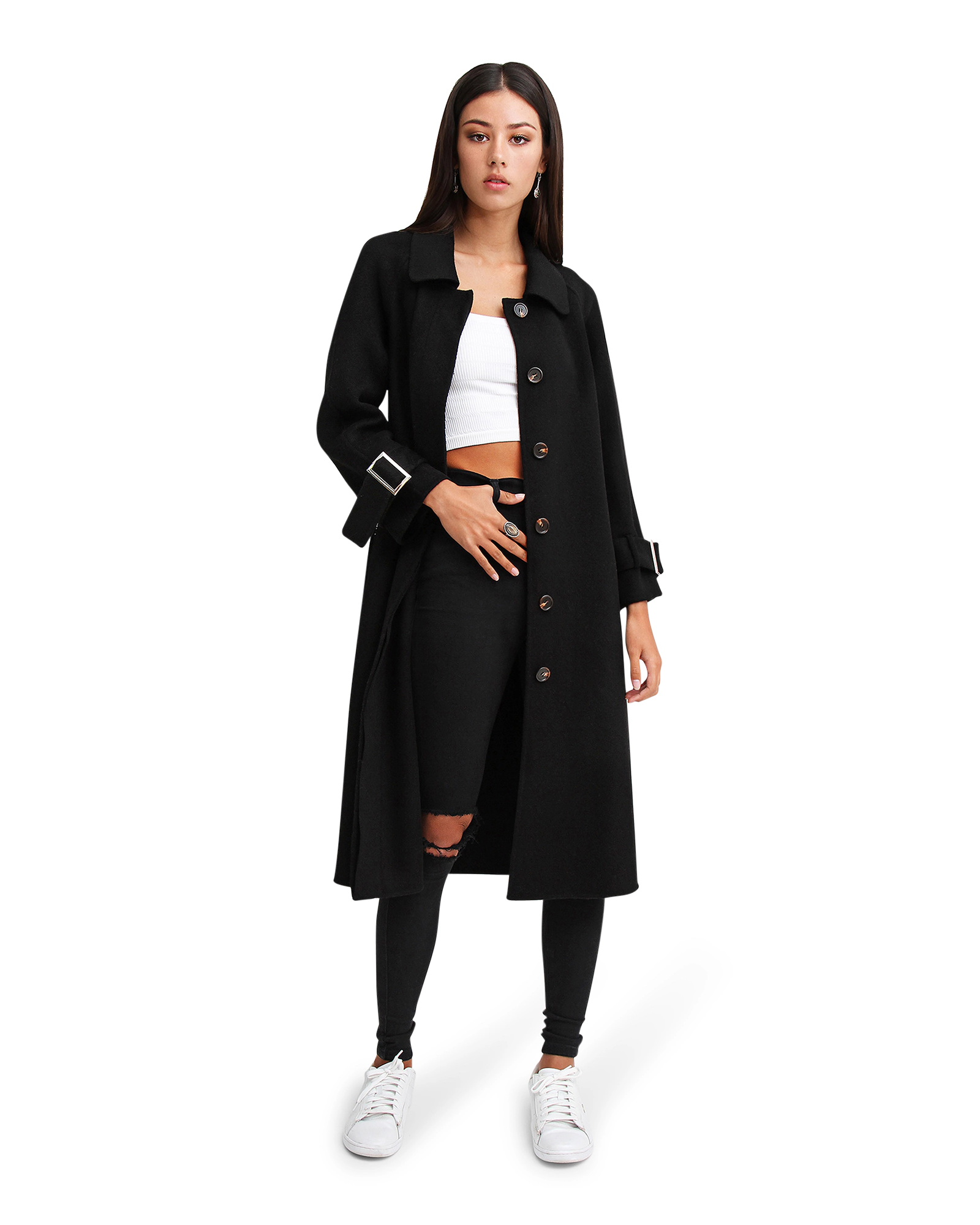 Belle & Bloom Womens Shore To Belted Wool Coat