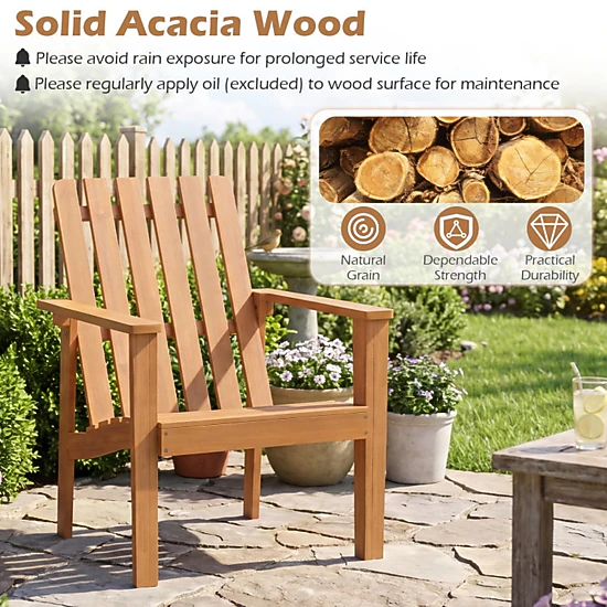 SUGIFT 17-In Square Natural Acacia Wood Outdoor Side Table with Slatted Top
