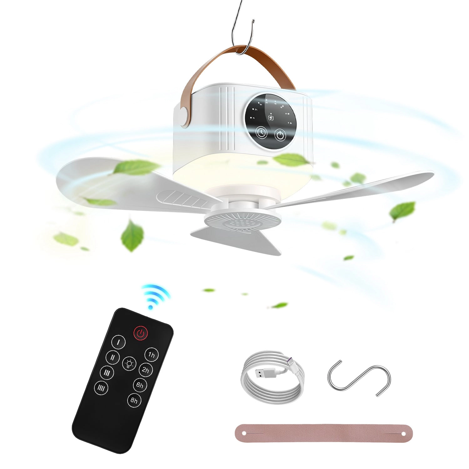 GBruno 2-in-1 Rechargeable Tent Ceiling Fan With Light