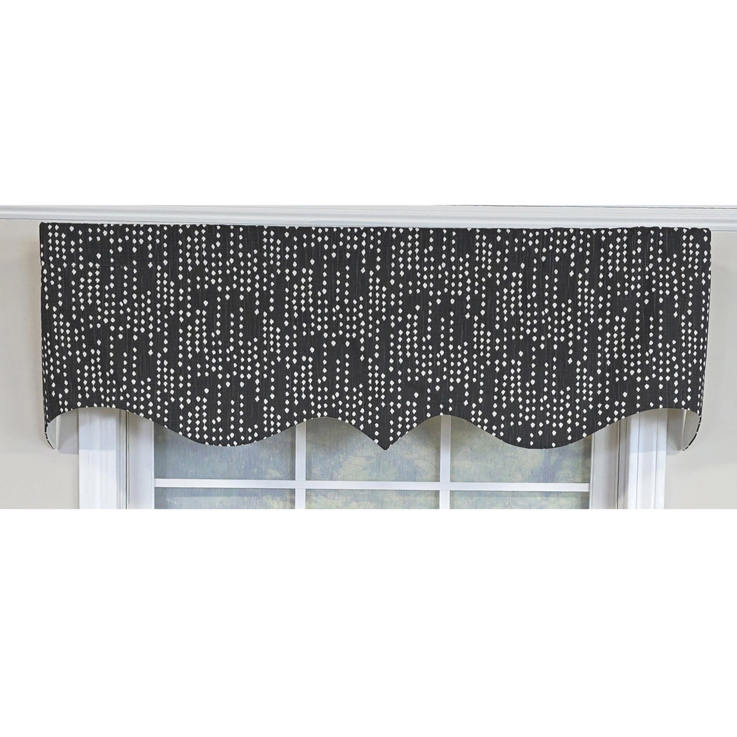 RLF Home Rainfall Regal 100% Cotton Rod Pocket Window Valance 50"x17" Silver