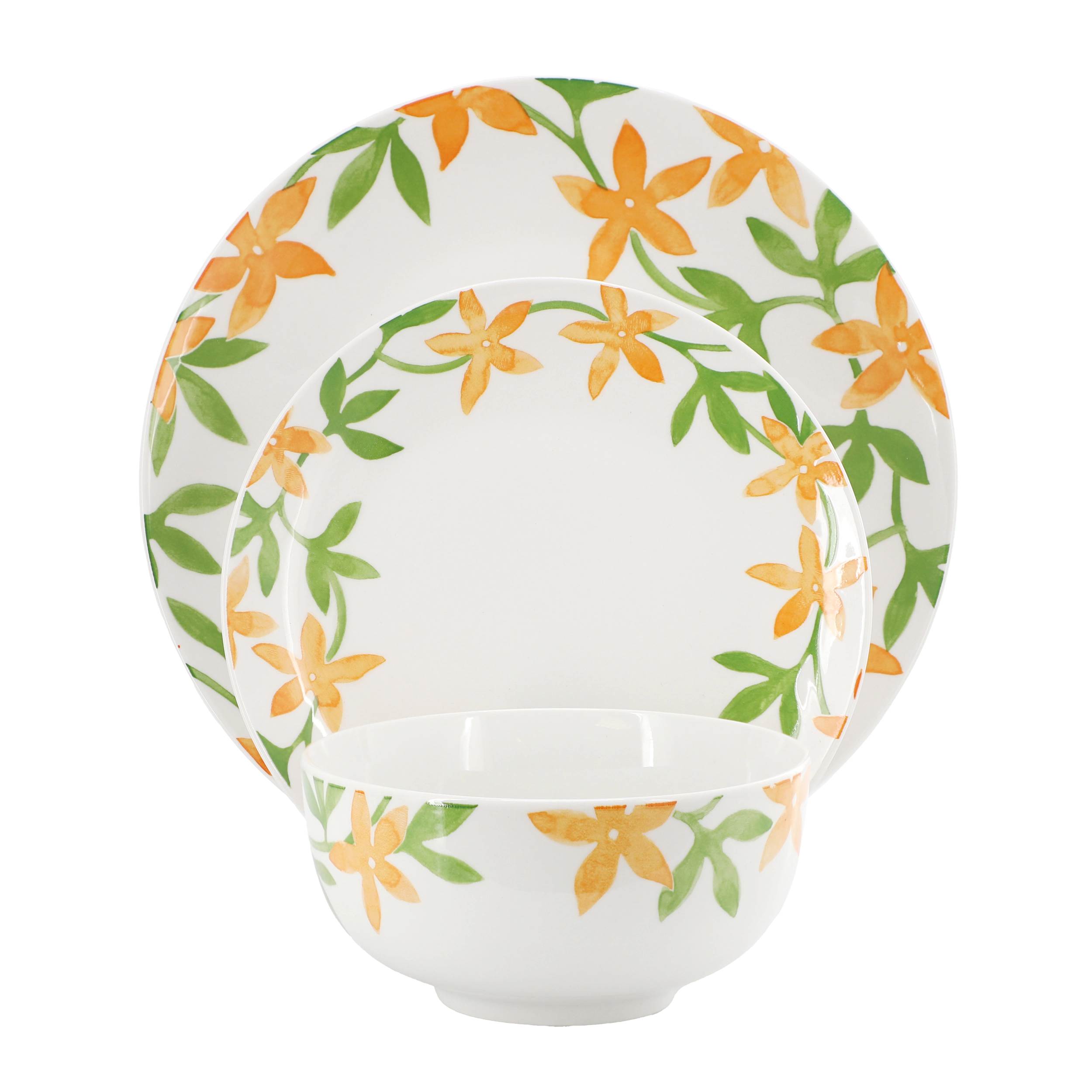 Gibson Home Surrey Hill 12 Piece Round Fine Ceramic Dinnerware Set in White