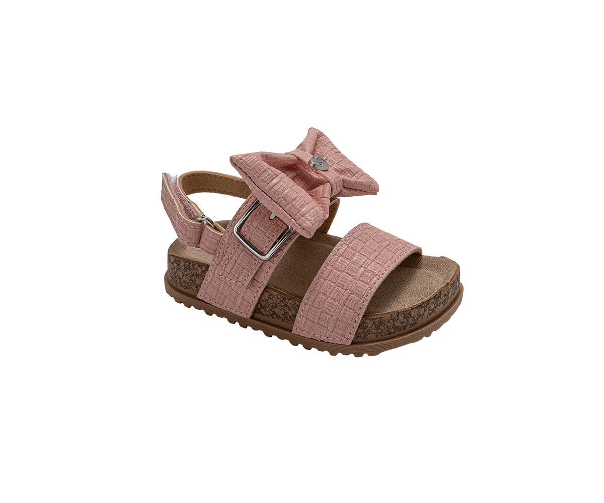 PIXIE BLOOM Toddler Girl's Sandals - Cute Footbed and Flat Summer Shoes with Puffy Bow