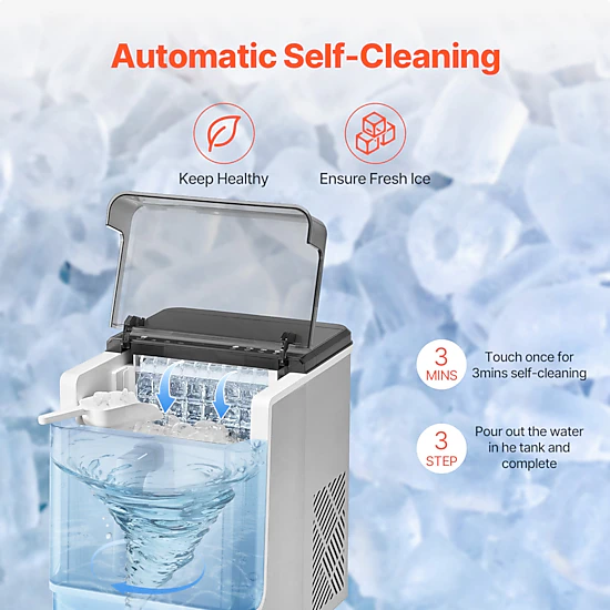 HONGGE Countertop Ice Maker, Ready in 15 Mins, Self-Cleaning Portable Ice Maker