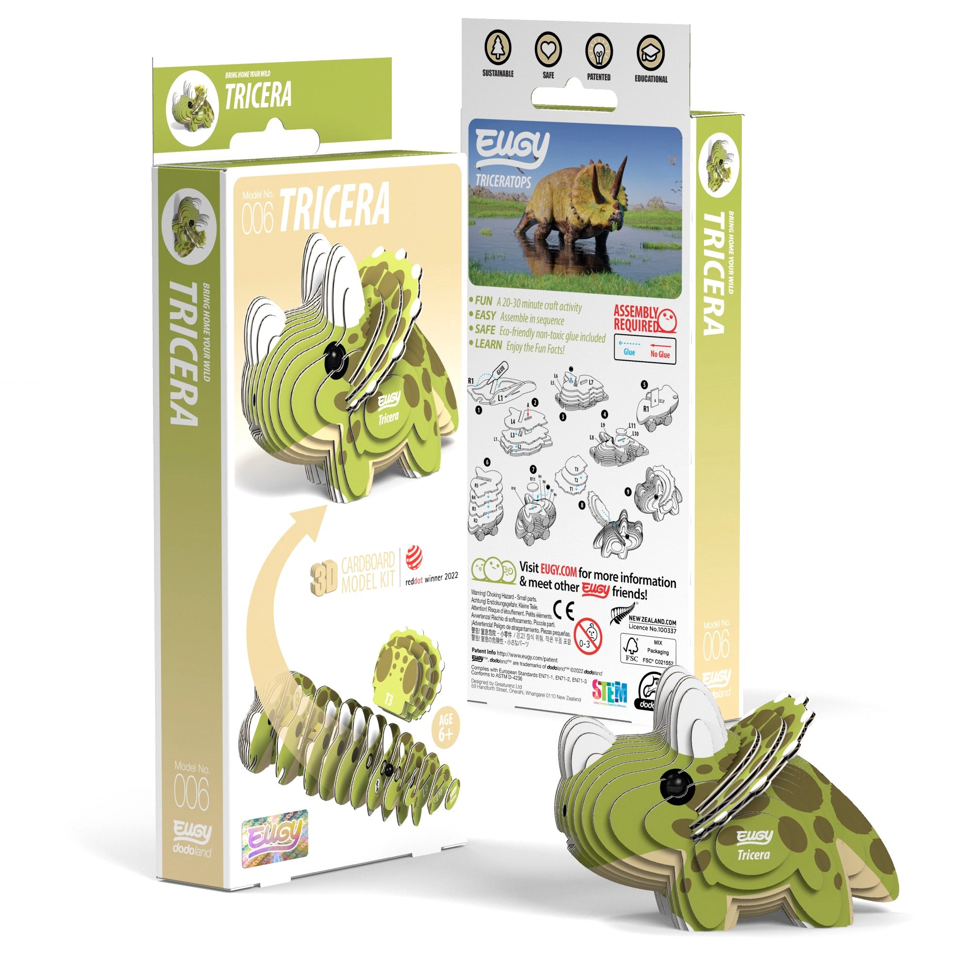 EUGY Triceratops 3D Puzzle - contains 25 puzzle pieces