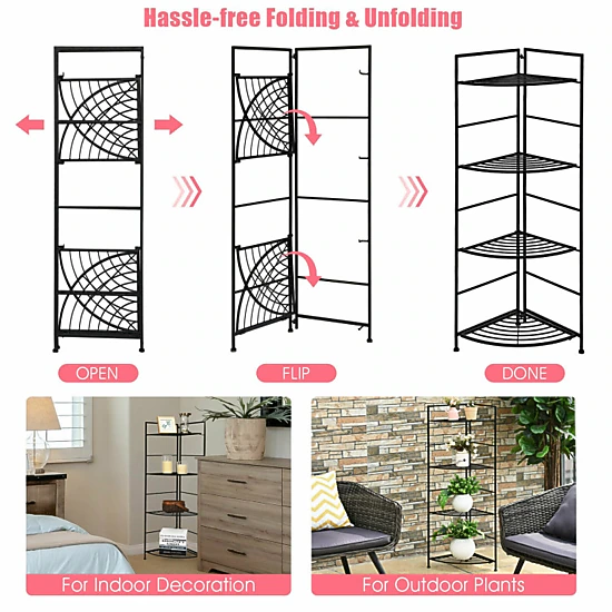 Hivvago 4-Tier Metal Plant Stand with Open Shelves