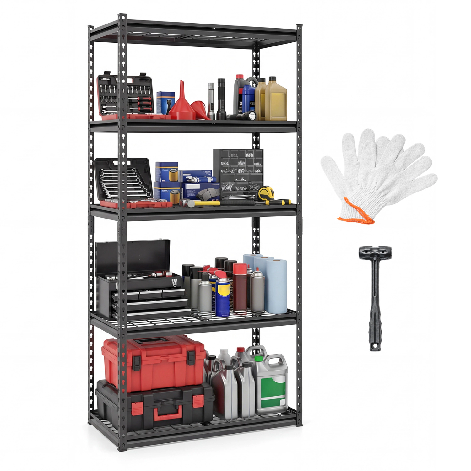 SUGIFT Adjustable 5-Tier Metal Wire Shelving Unit 400-lb Per Shelf 2000-lb Capacity Black