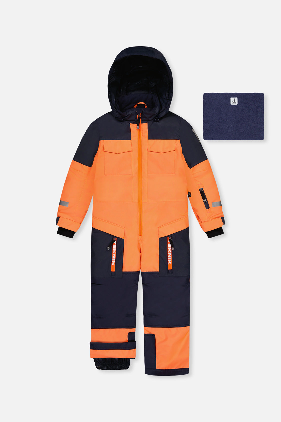Deux par Boys One Piece Teknik Hooded Snowsuit with Expandable Sleeves