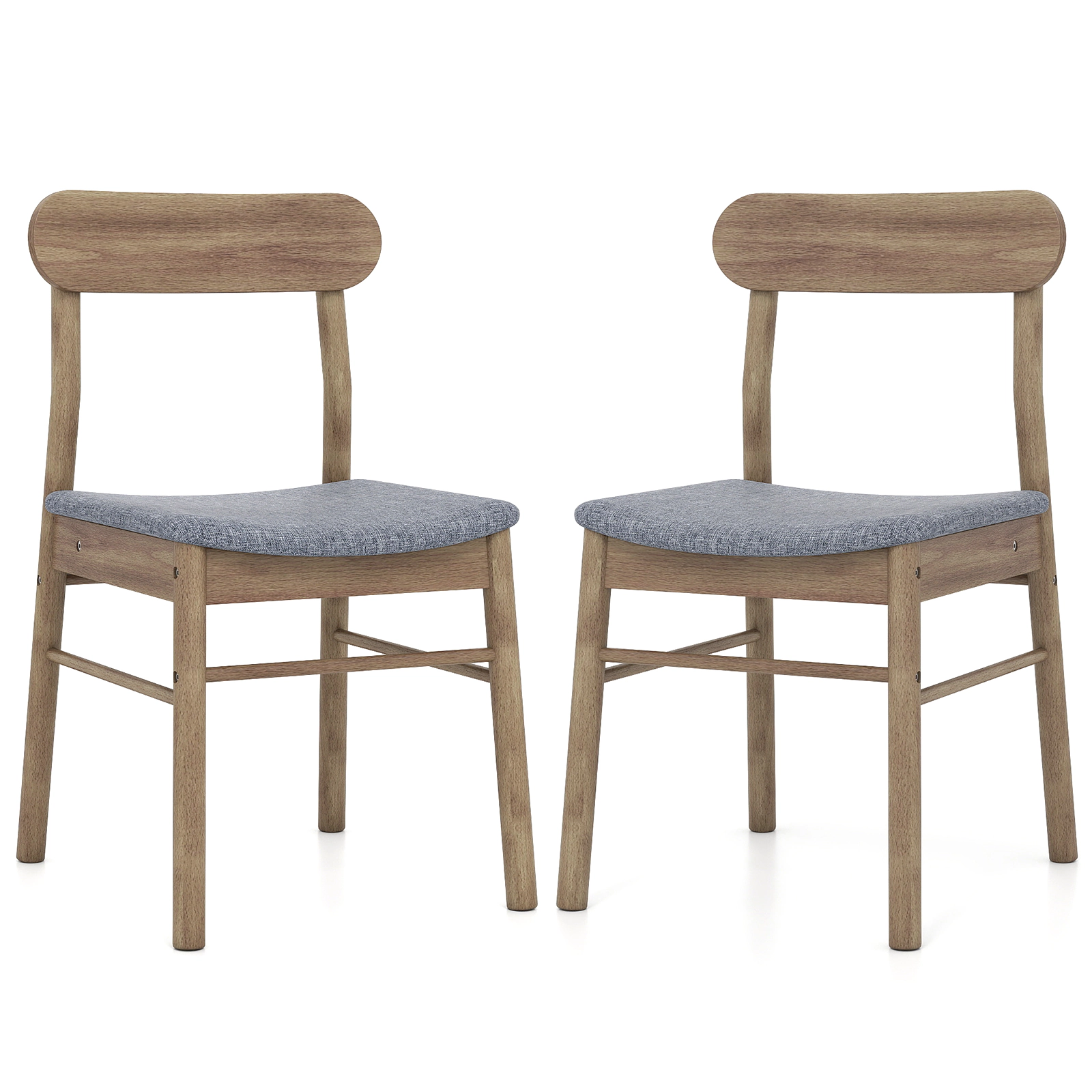 LJG Fabric Upholstered Kitchen Armless Dining Chairs with Rubber Wood Frame Set of