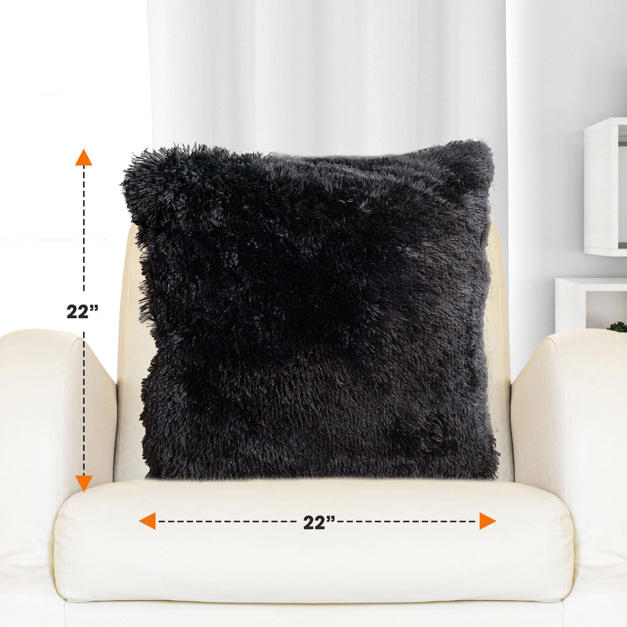 Cheer Collection 2-Pack Long Hair Shaggy Faux Fur Throw Décor Pillows