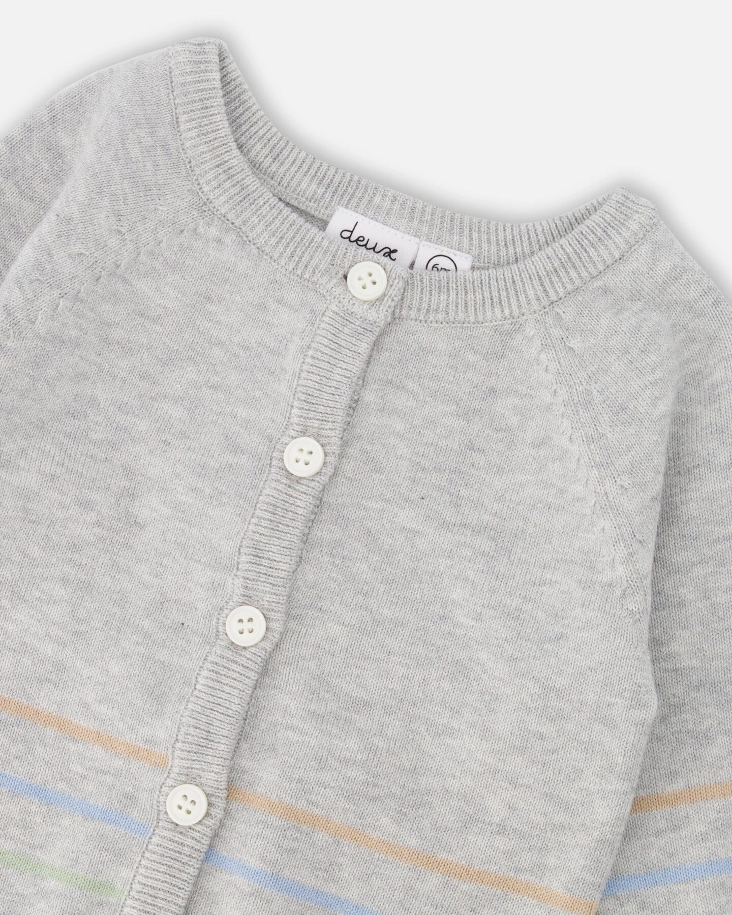 Deux par Boys Cotton Knit Striped Button Front Cardigan
