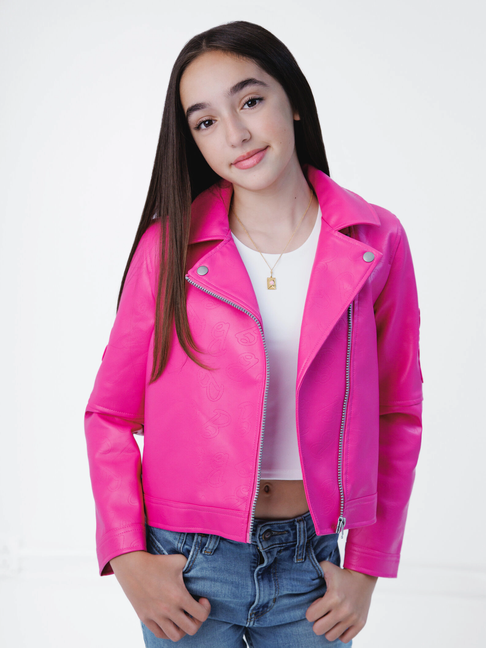 Barbie Girls' Iridescent Zip-Up Leather Jacket