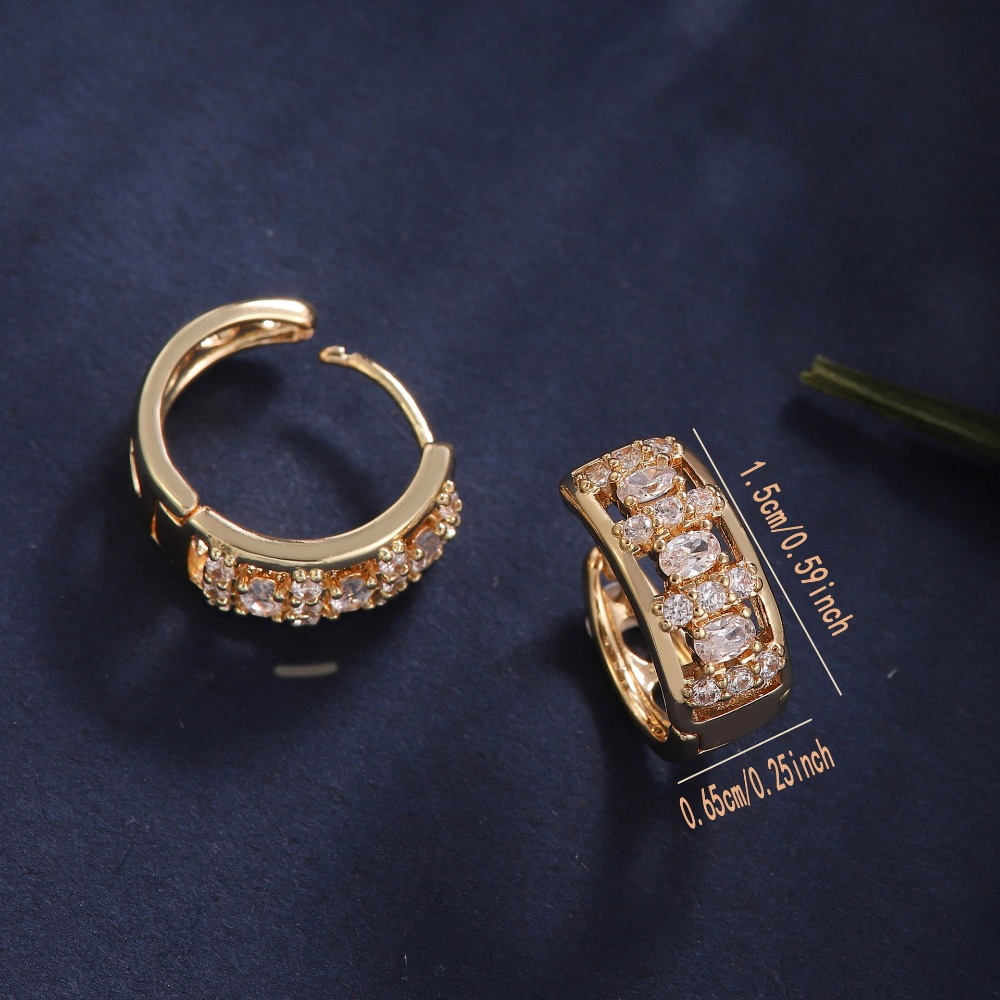 Paved Sparkling Cubic Zirconia Hollow Click Top Hoop Earring
