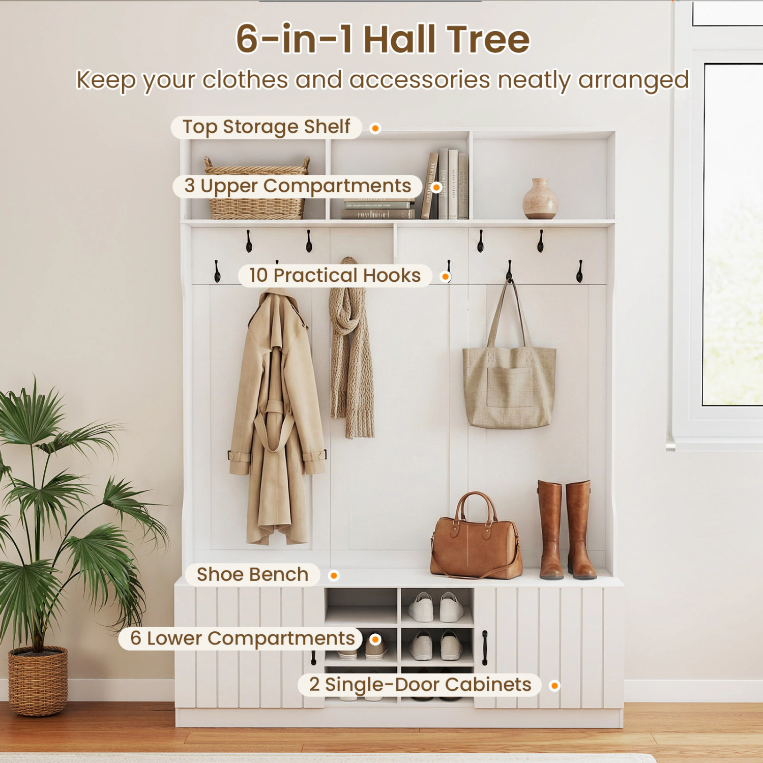 Hivvago Versatile Hall Tree Entryway Organizer