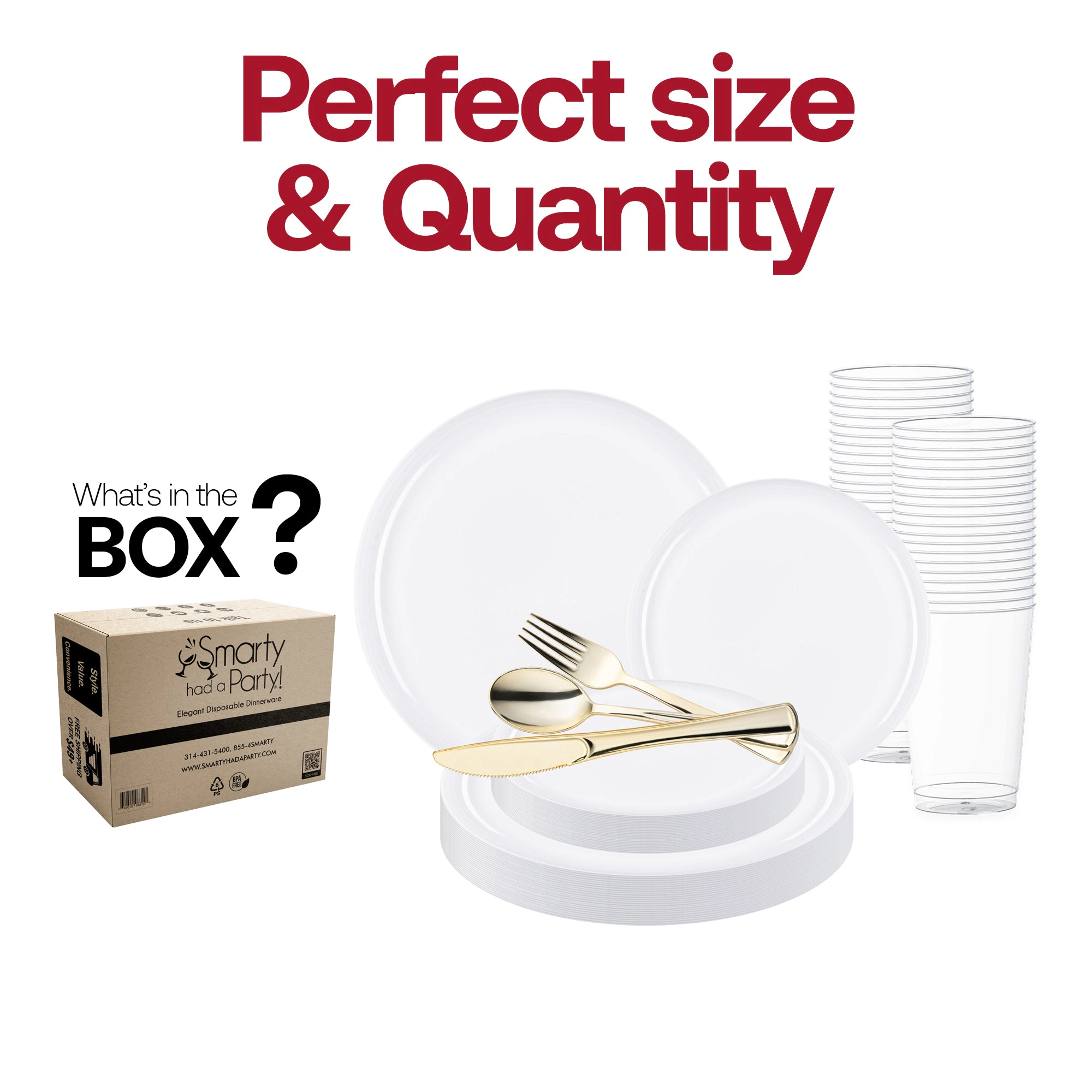 Smarty Had A Party White Flat Round Disposable Plastic Wedding Value Set