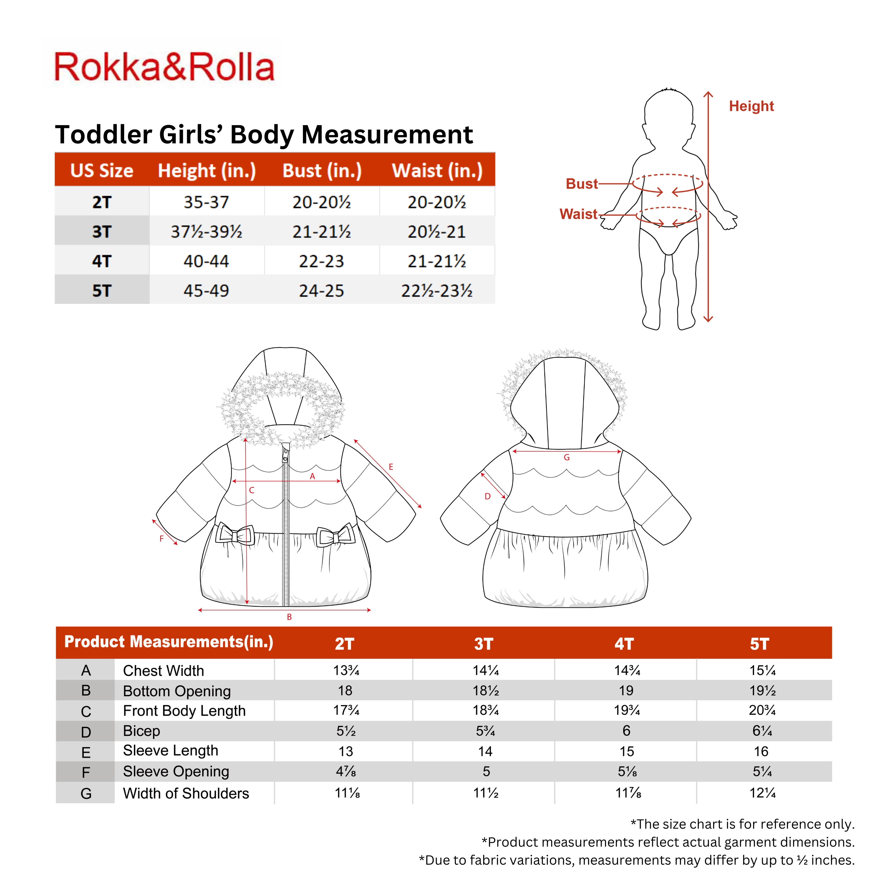 Rokka&Rolla Toddler Girls Quilted Mid-Length Jacket