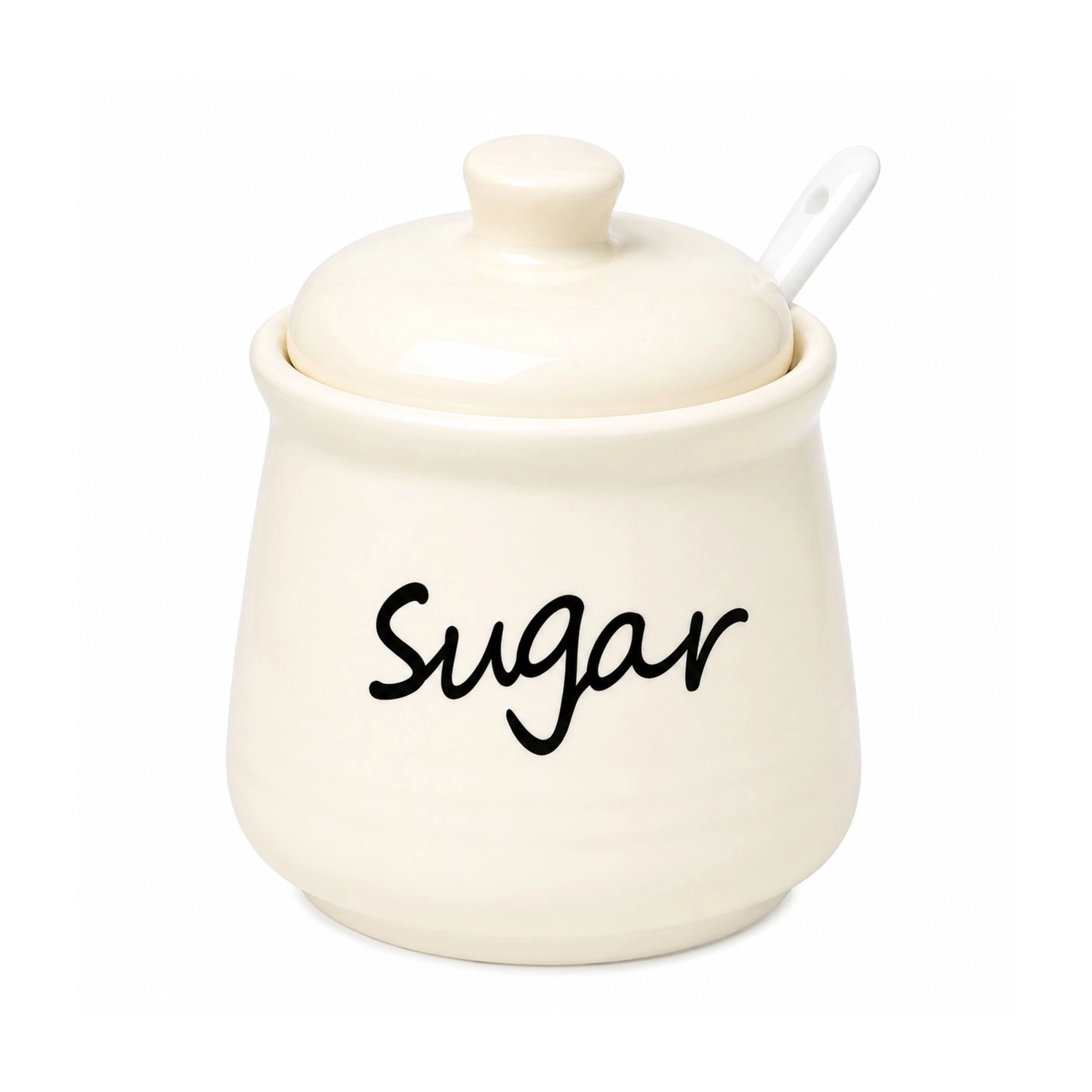 Stock Preferred 12 oz Ceramic Sugar Bowl with Lid and Serving Spoon