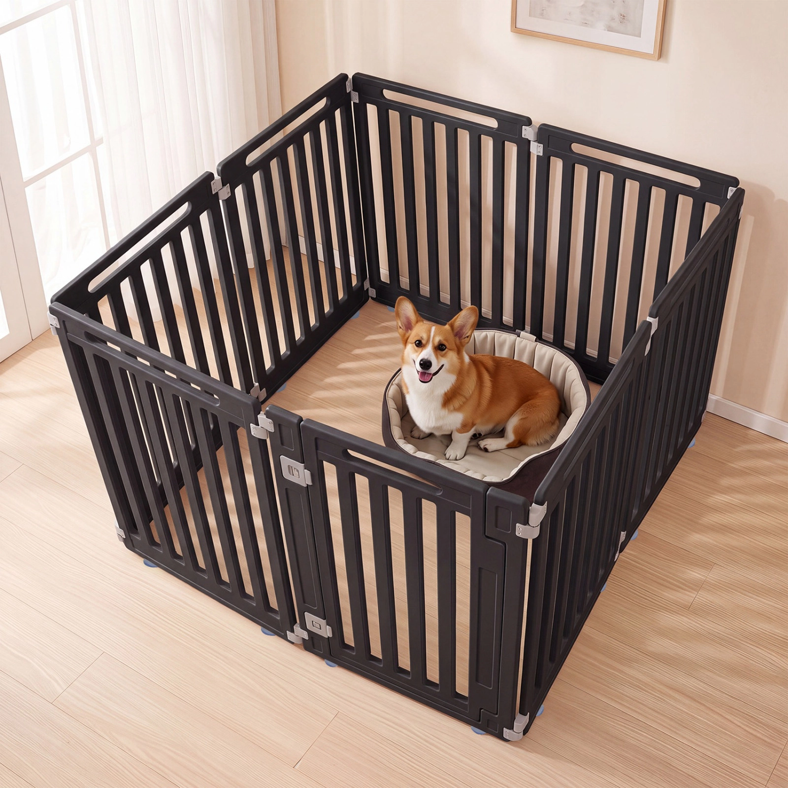 SUGIFT Black 31.5 Inch HDPE for Indoor and Outdoor 8-Panel Dog Playpen Pet Fence