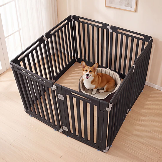 SUGIFT Black 31.5 Inch HDPE for Indoor and Outdoor 8-Panel Dog Playpen Pet Fence