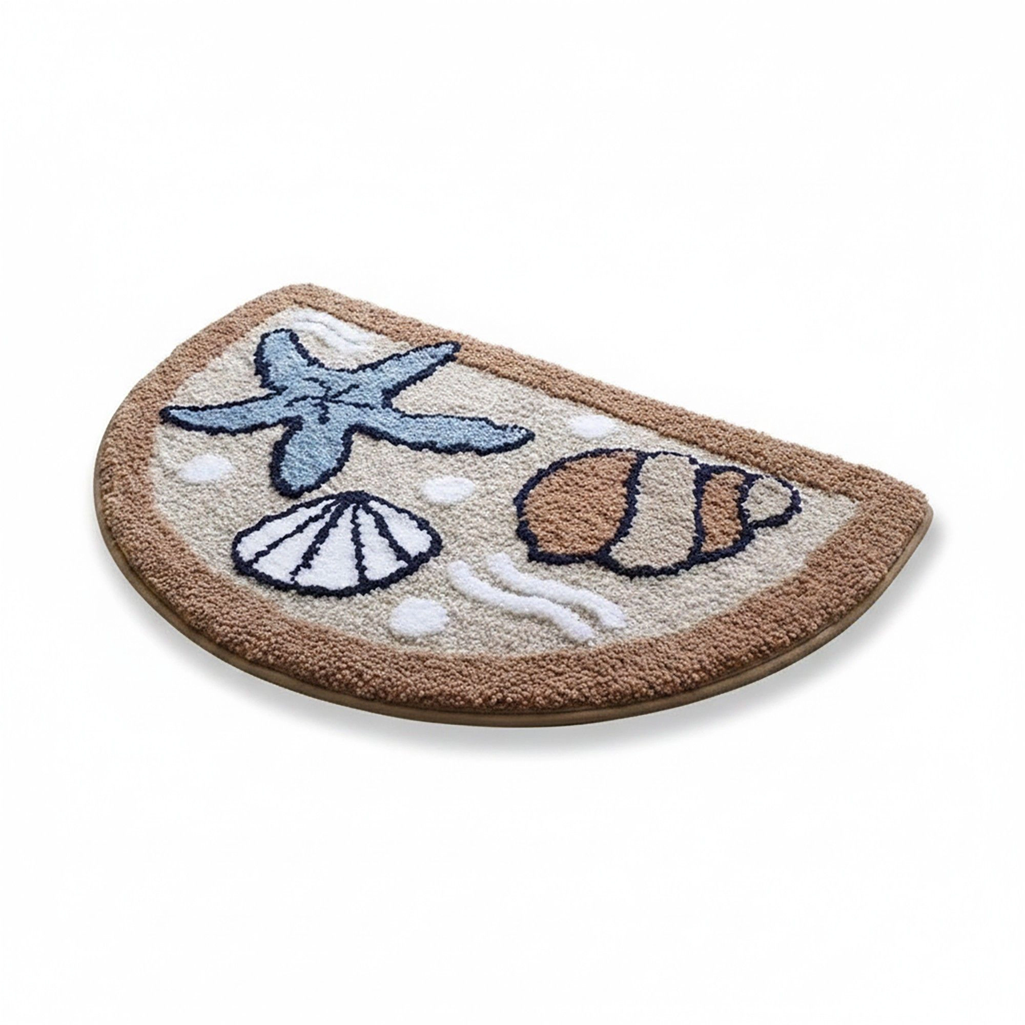 Alilang Unisex Tufted Floor Mat with Seashell and Starfish Design Non Slip Backing Soft Plush Decorative Entryway Rug
