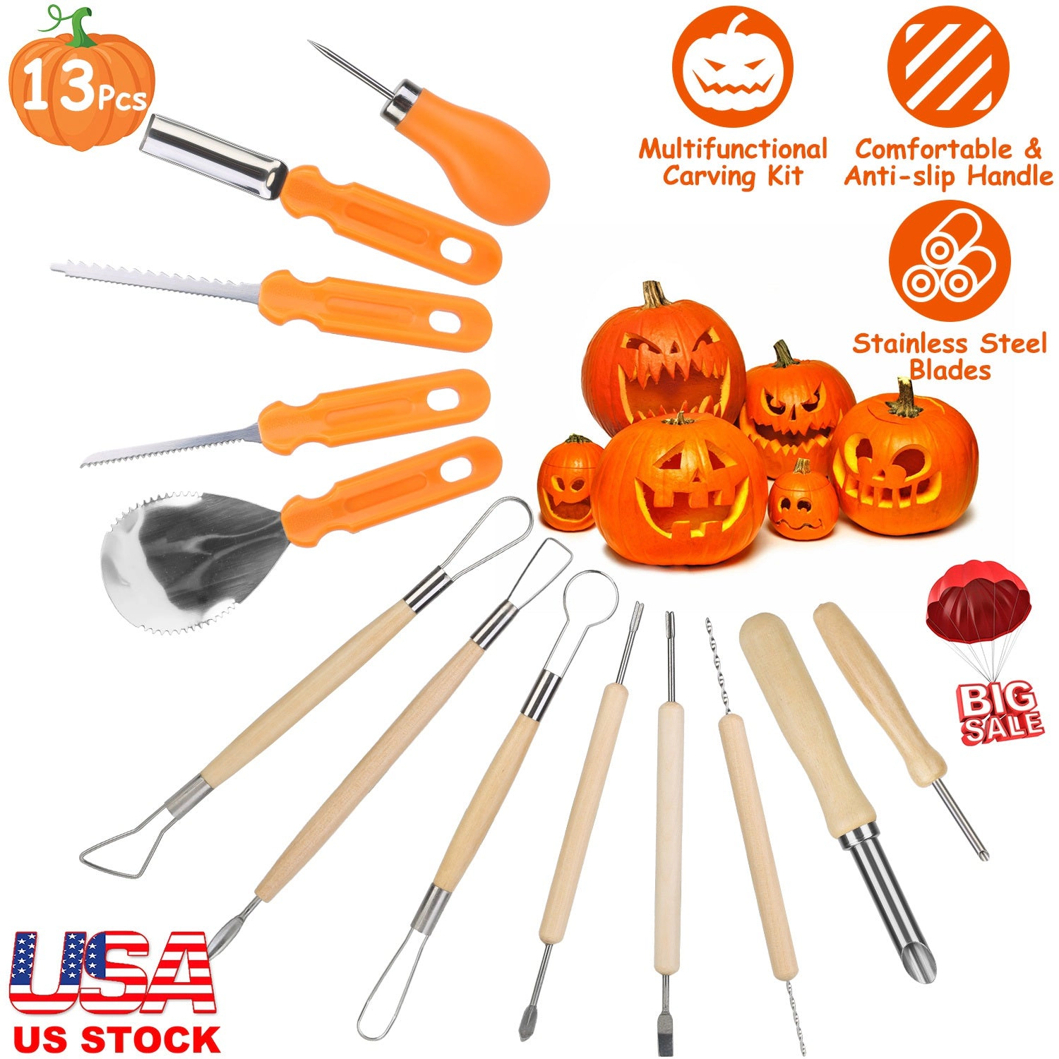 IMounTEK Unisex Stainless Steel Pumpkin Carving Kit