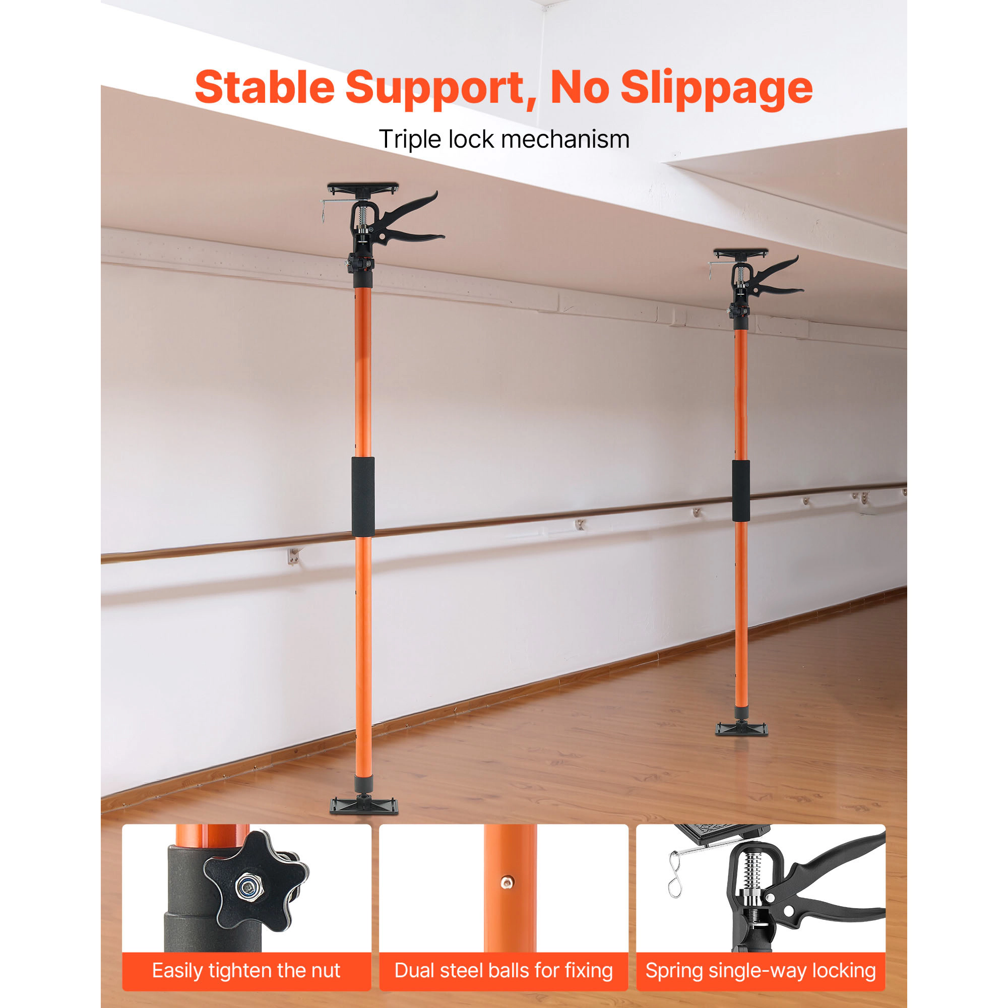 HONGGE Cabinet Jack Support Pole Steel Telescopic Quick Support Rod Adjustable 3rd Hand System for Installing Cabinets