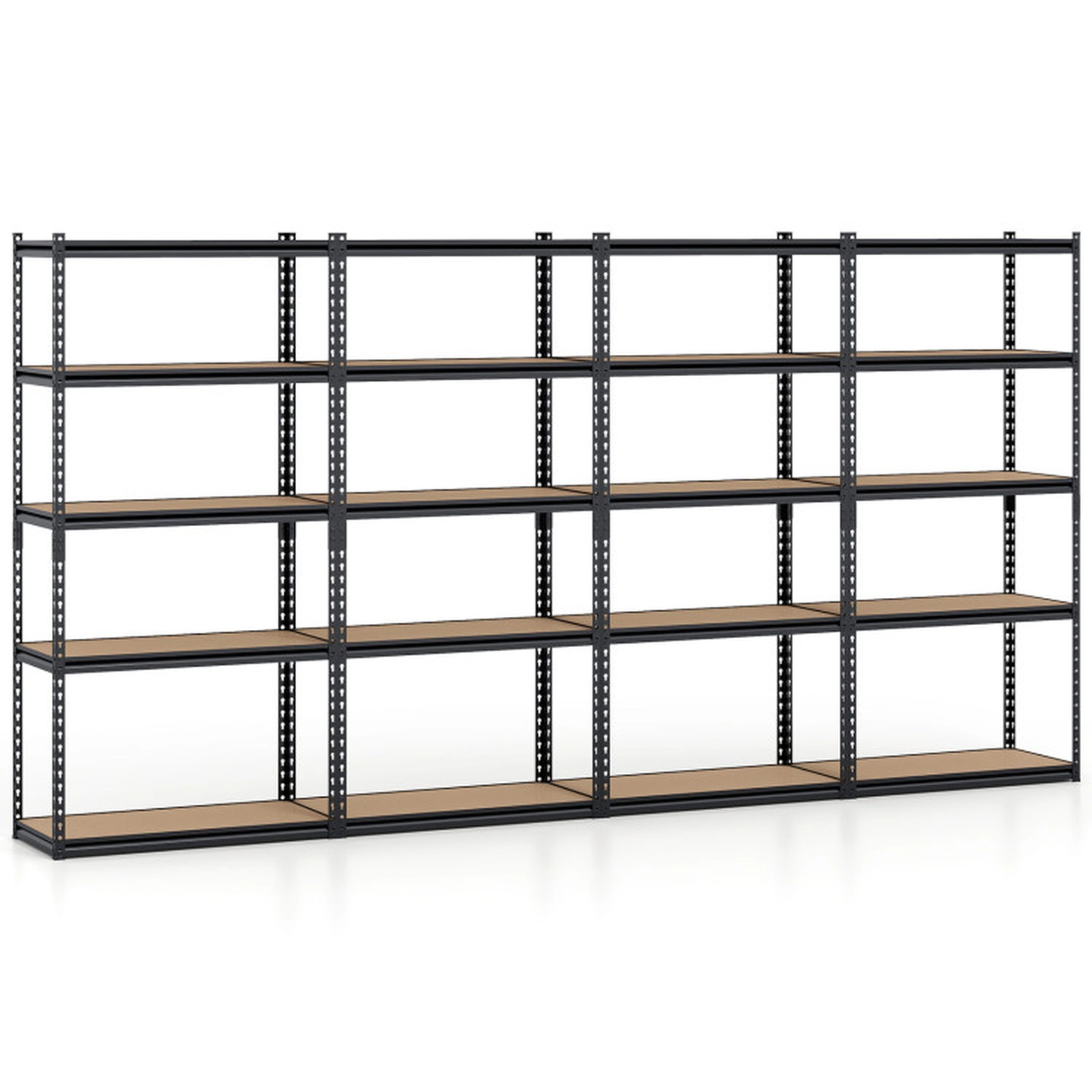SUGIFT Set of 4 5-Tier MDF Shelf Adjustable Metal Garage Shelving 72-in x 36-in x 18-in 2200-lb Capacity Black