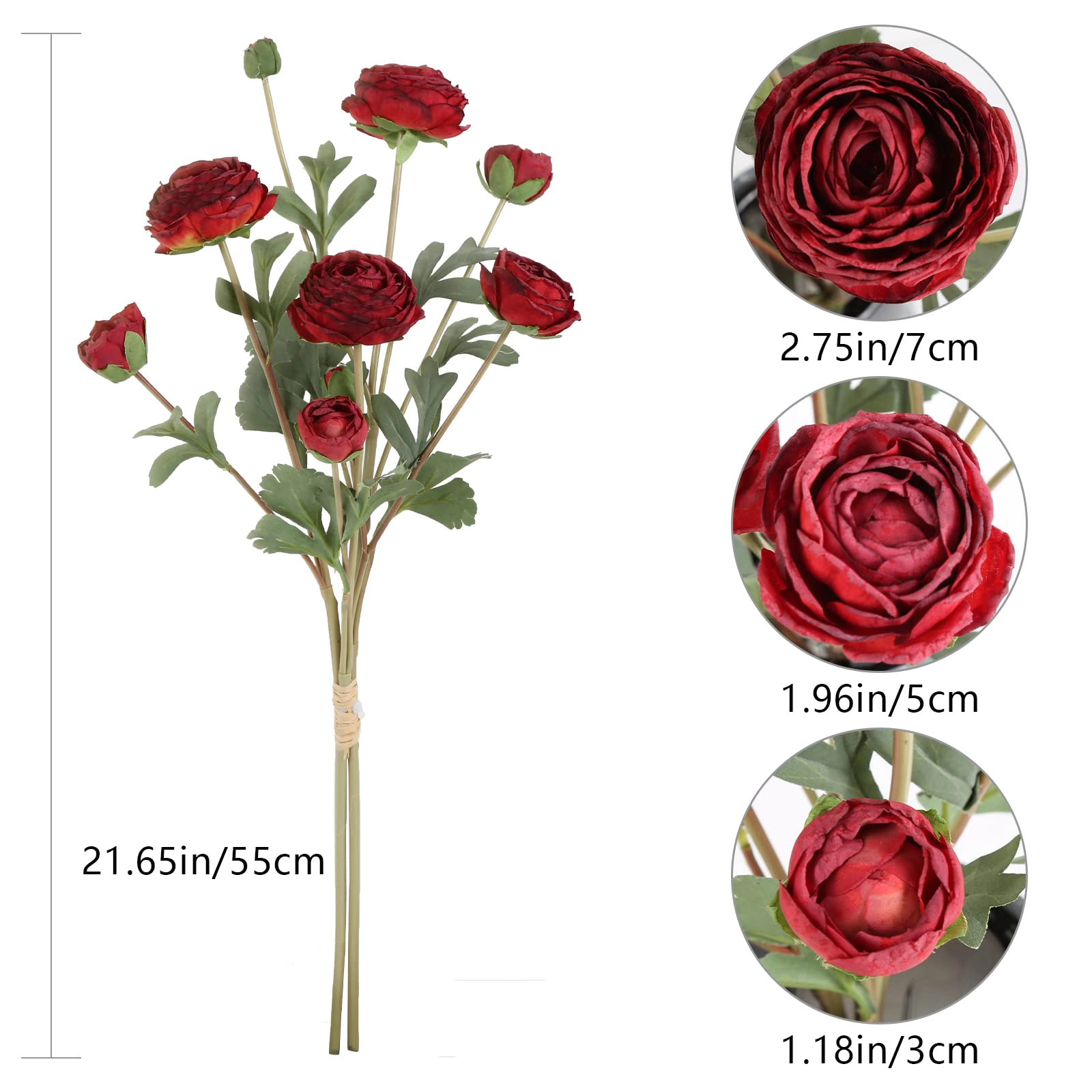 PUPWE Artificial Ranunculus Flowers Bouquet Decor
