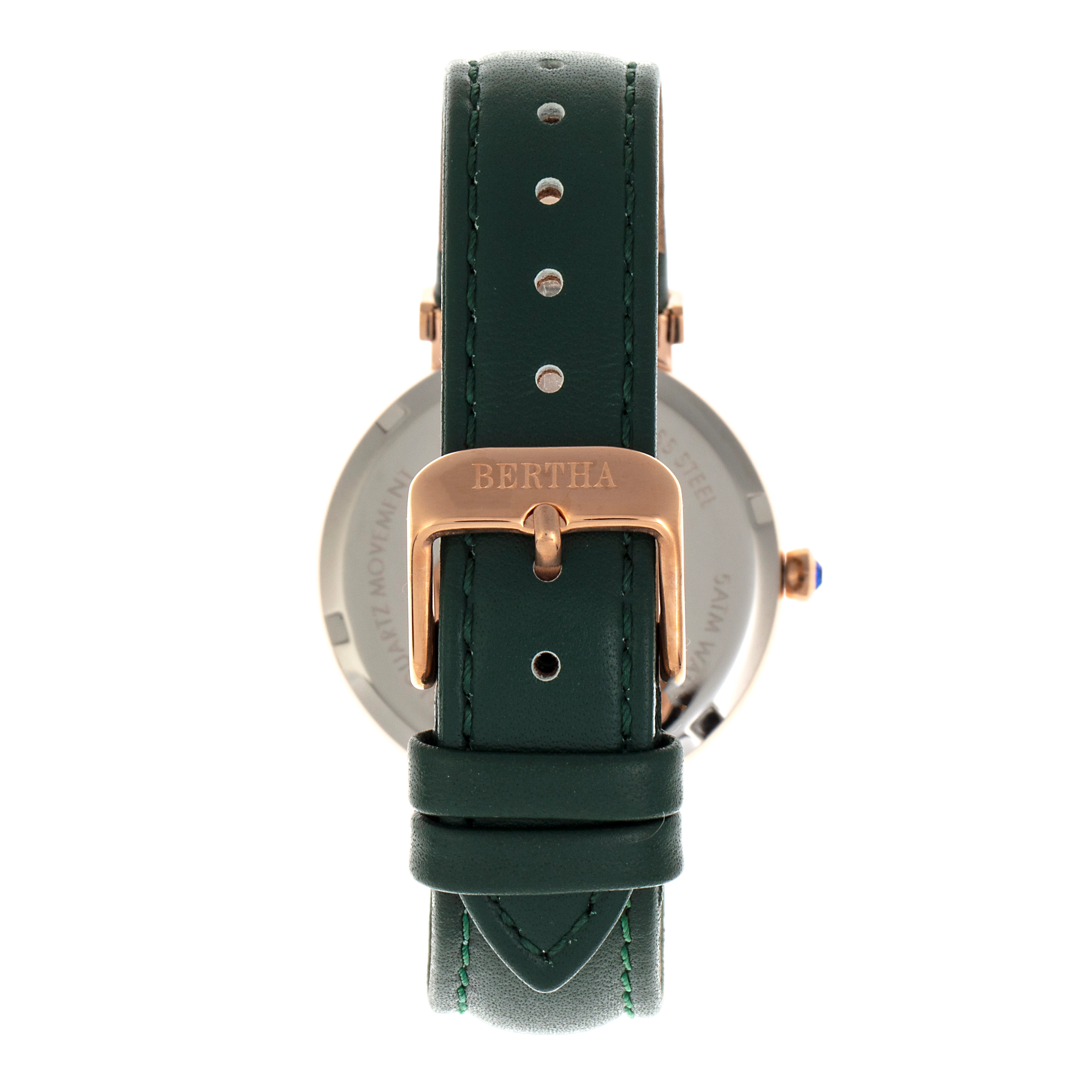 Bertha Emily Mother-Of-Pearl Leather-Band Watch