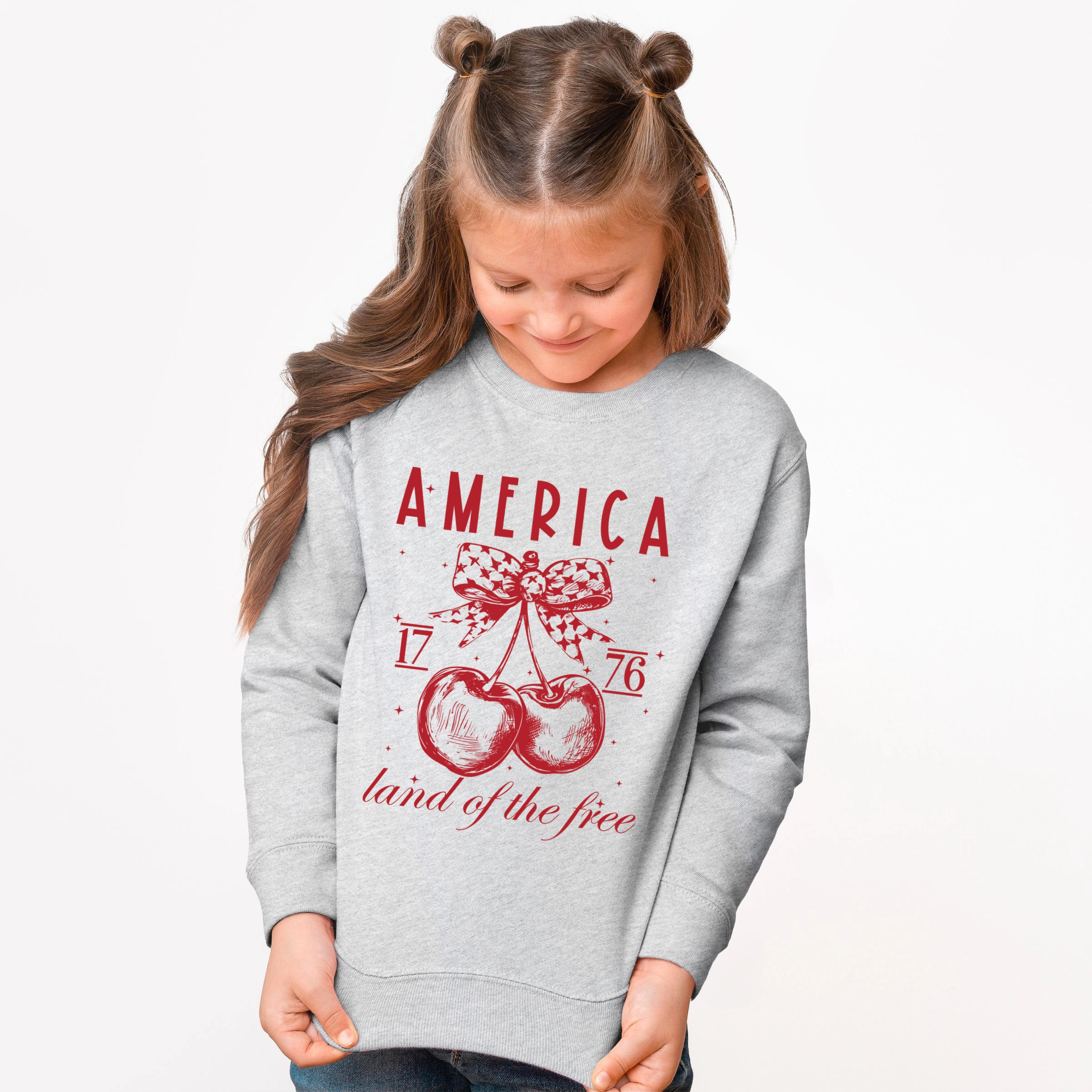 Simply Sage Market - Land Of The Free Cherries Youth Graphic Sweatshirt