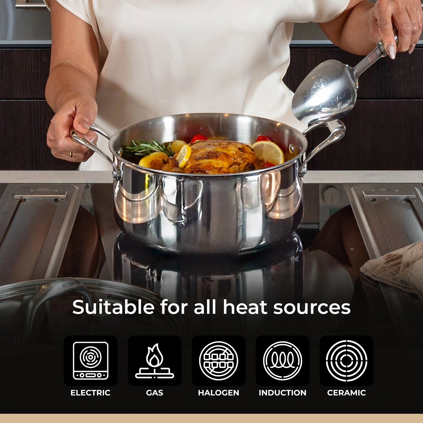 BE - LIVING CIRCLAD Series 5-Quart Hybrid Nonstick Casserole with Lid 9.5"