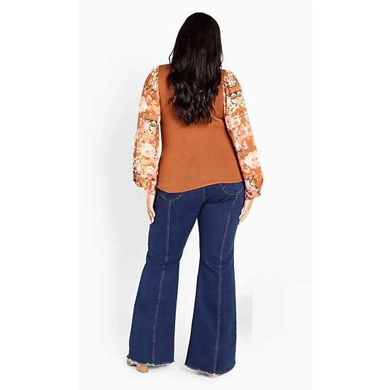 Avenue Women's Plus Size May Contrast Floral Sleeve Sweater