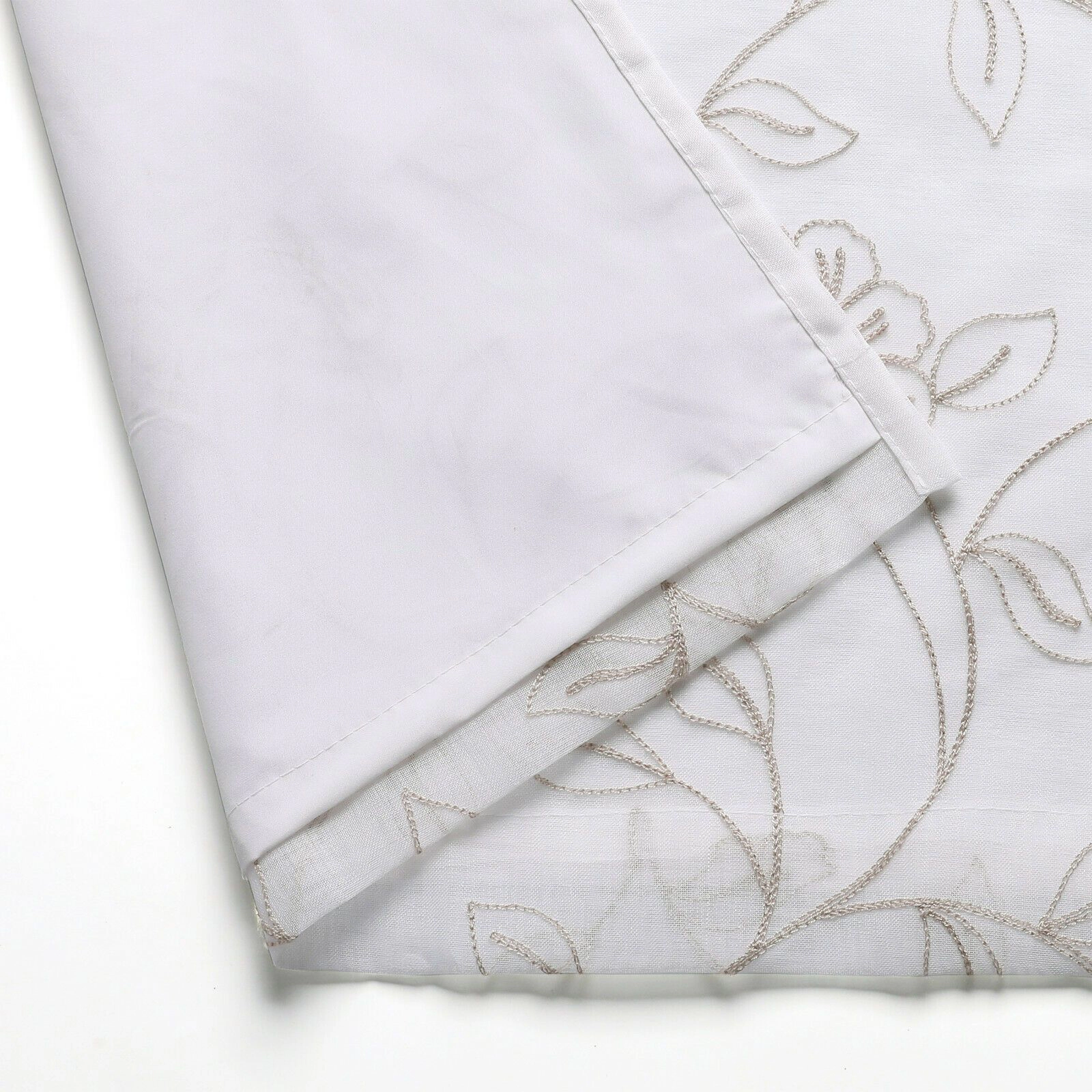 Kate Aurora Floral Embroidered Double Layered Sheer Grommet Curtains