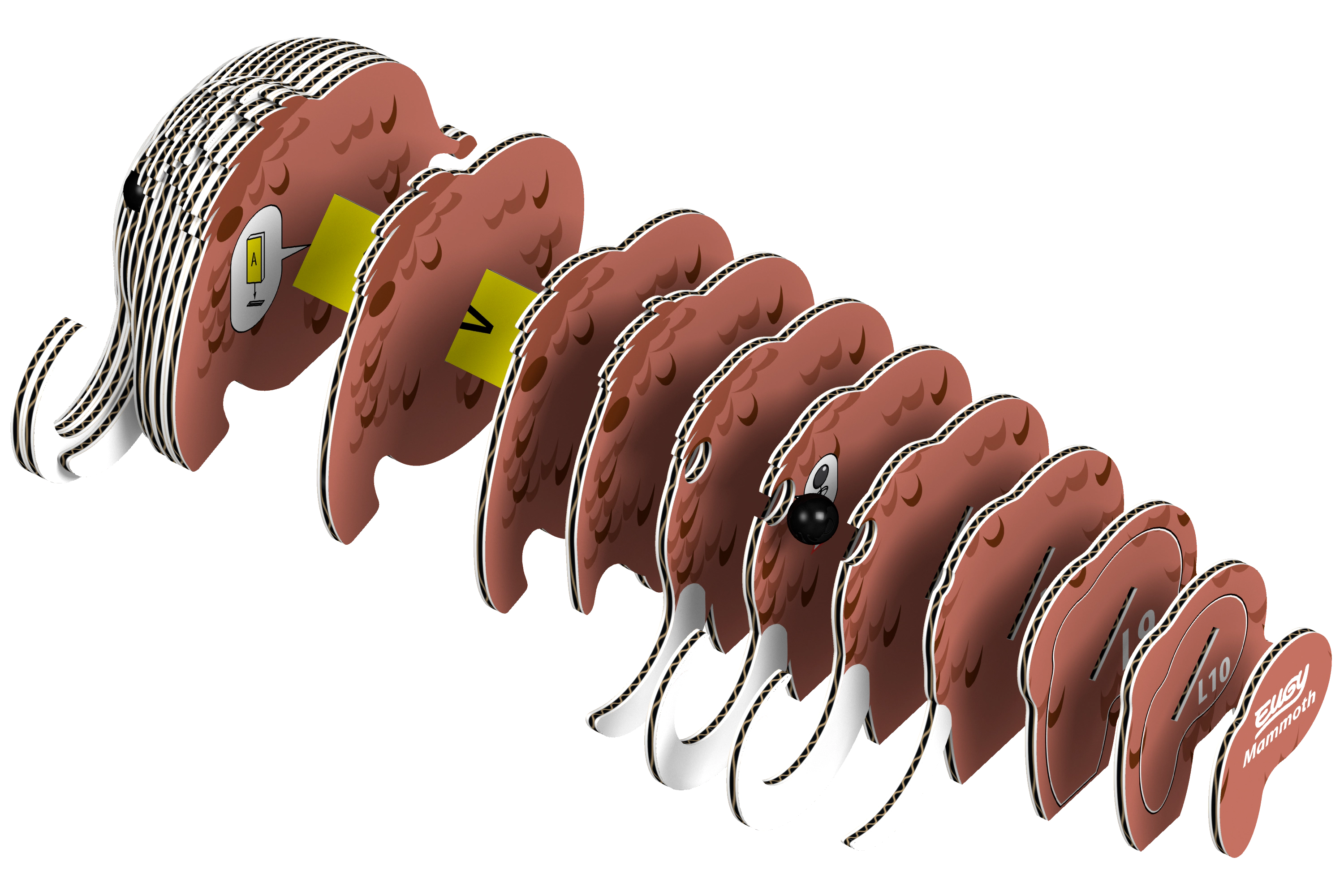 EUGY Mammoth 3D Puzzle - contains 22 puzzle pieces