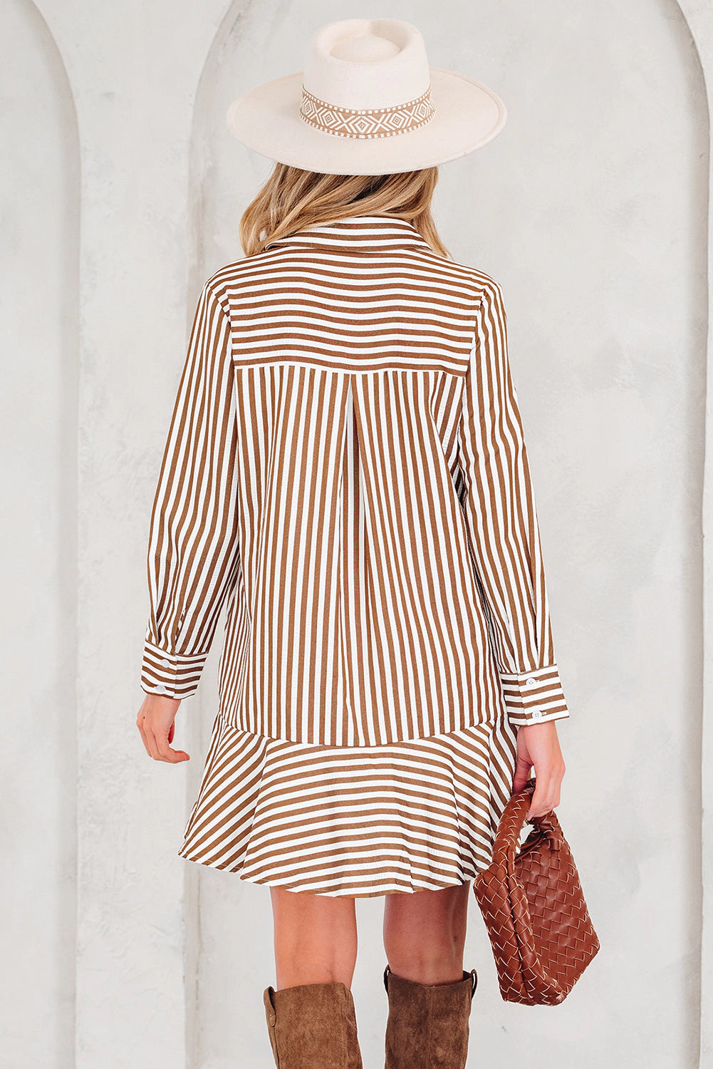 Threaded Pear Women's Yamileth Shirt Mini Dress Long Sleeve Top