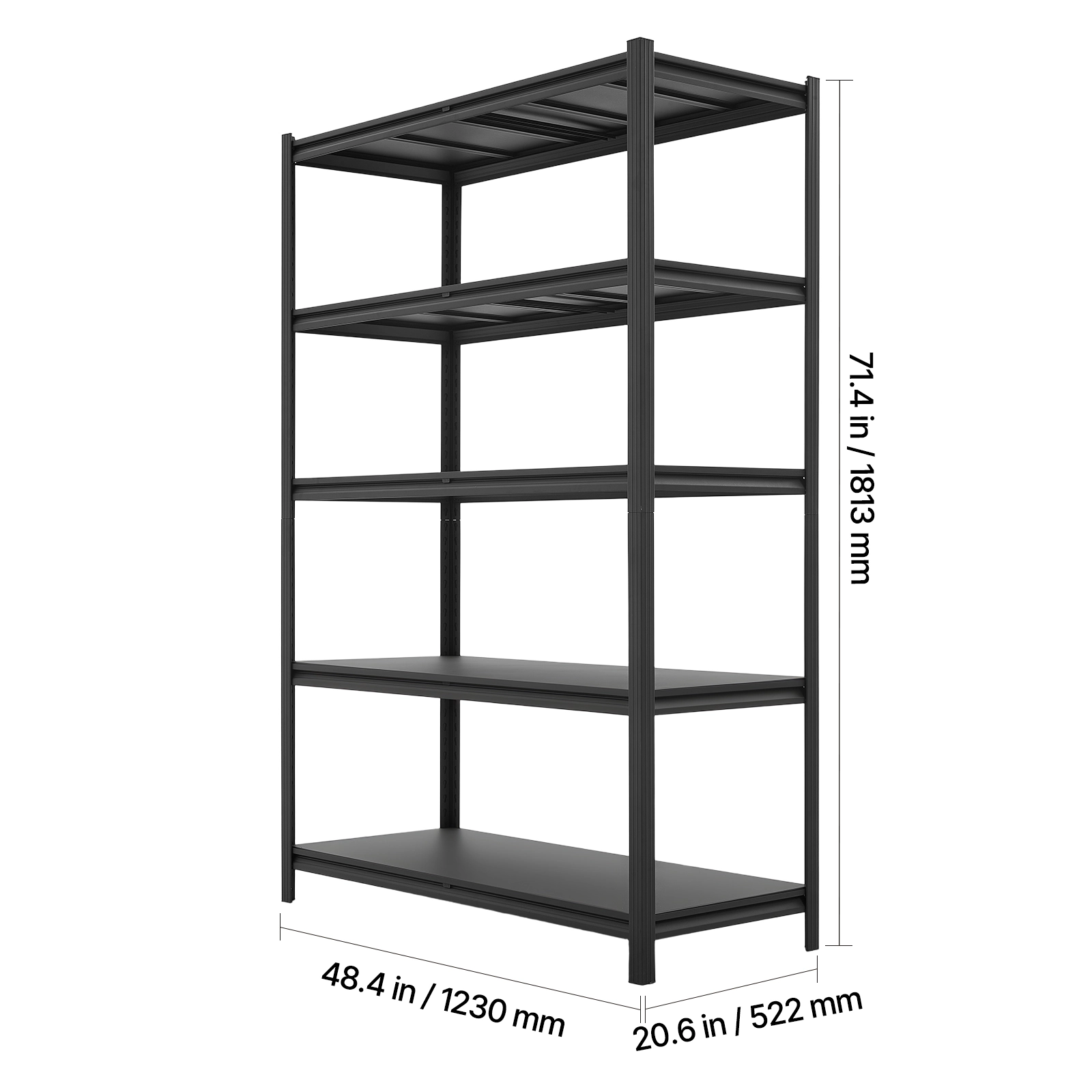 Flynama 5 Tier 48.4 x 20.6 x 71.4 in Shelves 3000 LBS Adjustable Heavy Duty Utility Rack for Garage Workshop