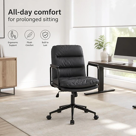 GOODSILO Upholstered Velvet Adjustable Height Task Office Chair