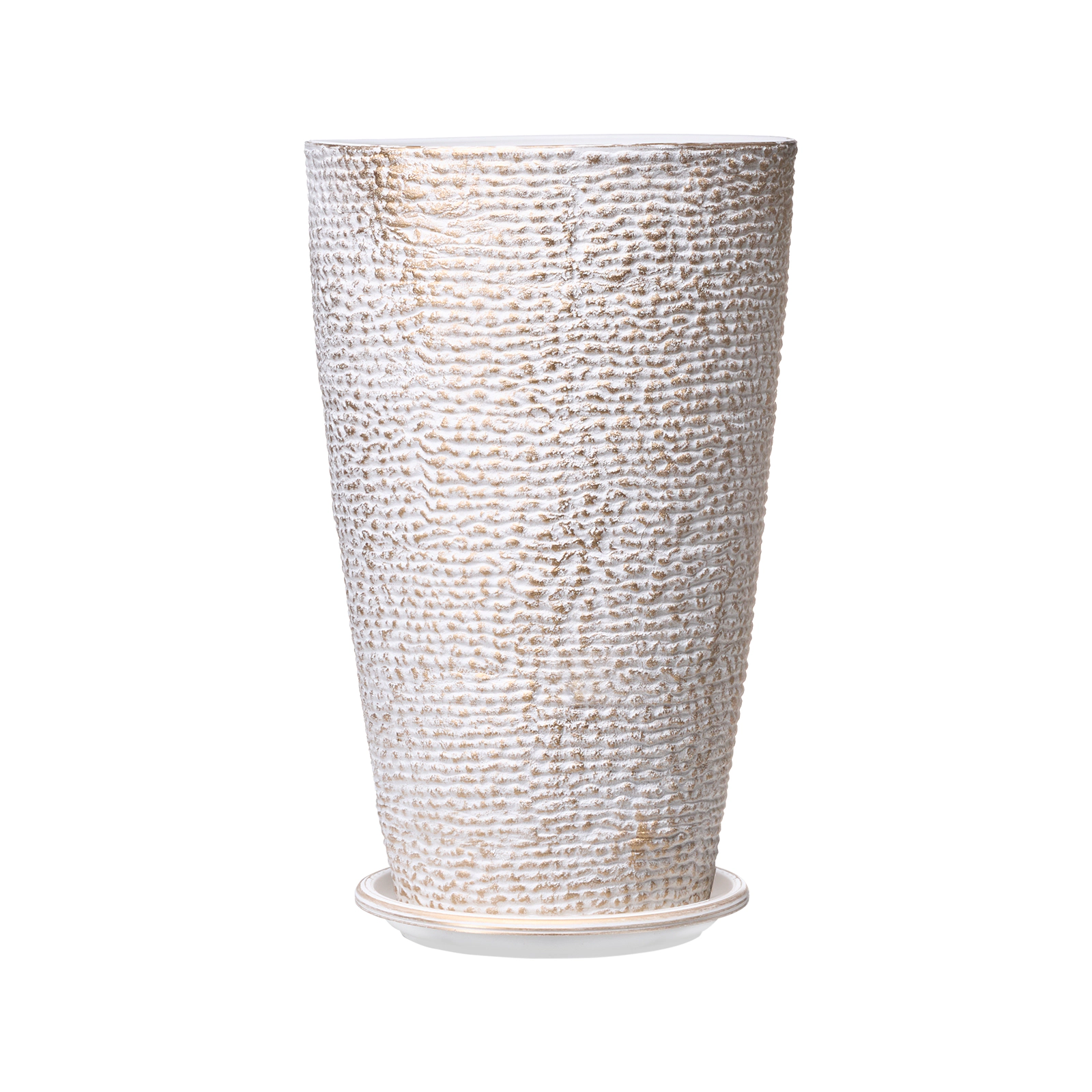 HONGGE Set of 2 Tall Round Outdoor Planters, 21 Inches High, Beige PP Plant Pots with Drainage for Porch