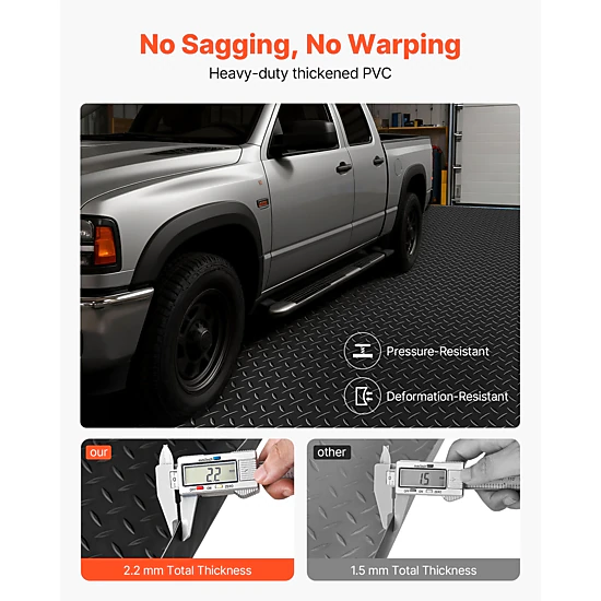 HONGGE Garage Floor Roll Garage Flooring Mat 2.2 mm Thick ened PVC Diamond Plate Floor Protector Mat with Double-sided