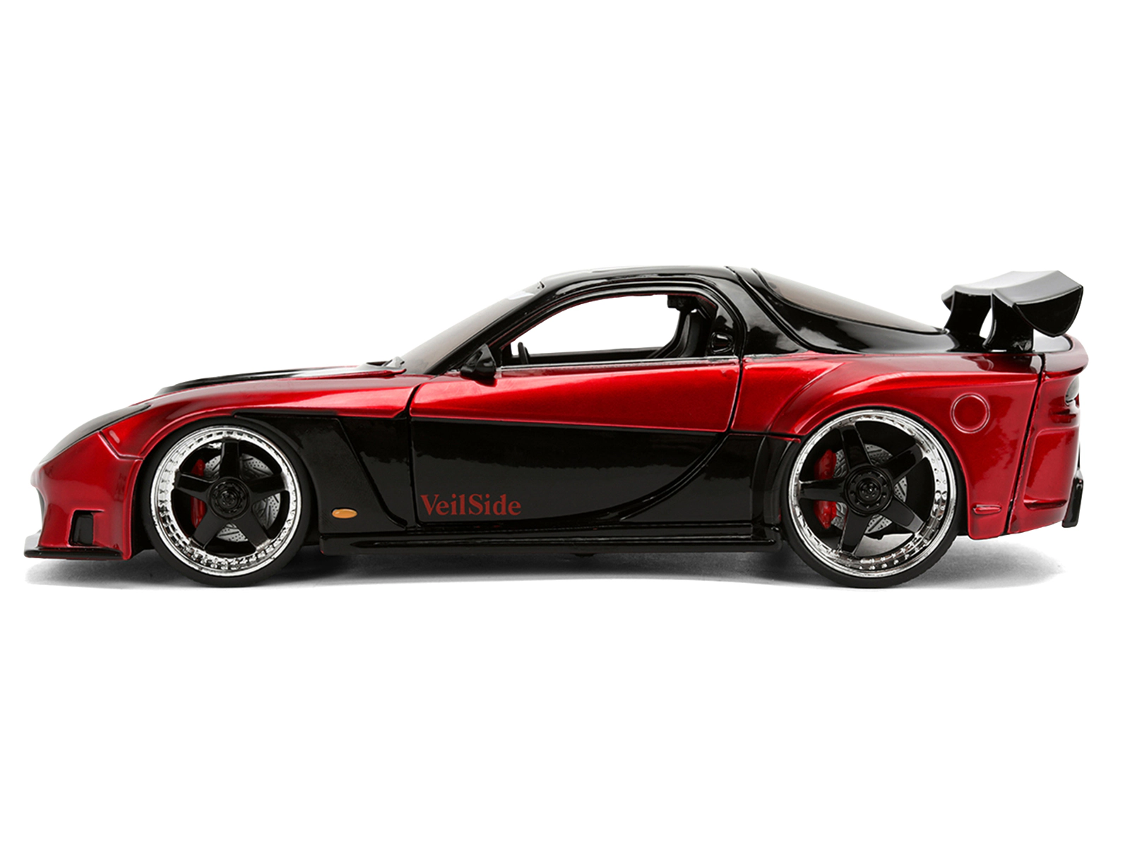 Jada 1995 Mazda RX-7 Widebody RHD (Right Hand Drive) "VeilSide" Black and Red Metallic "JDM Tuners" Series