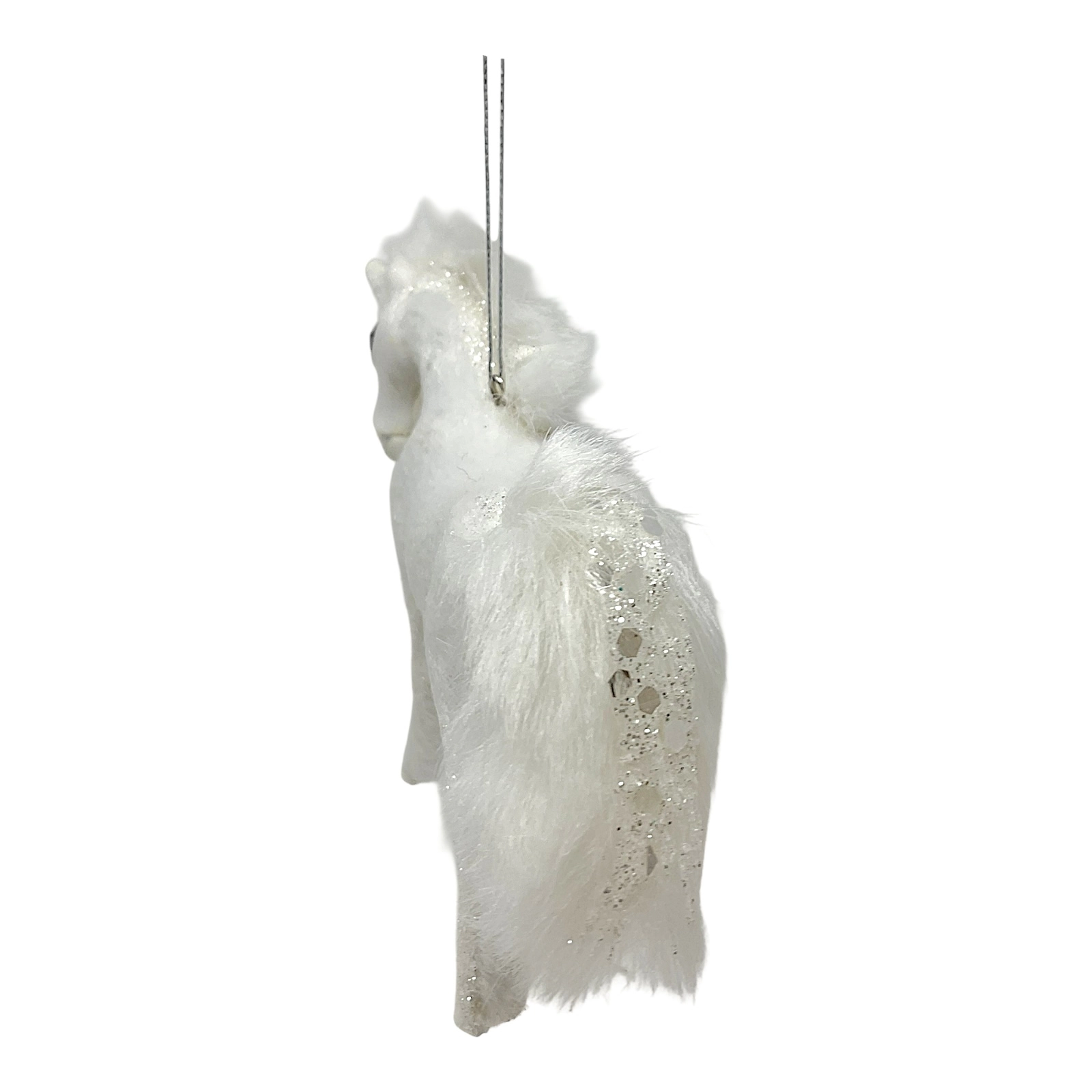 Kurt Adler White Plush Glittered Unicorn Fantasy Christmas Tree Ornament 6.5 inch
