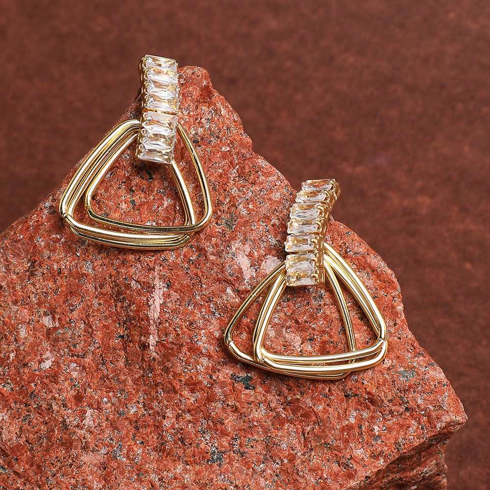 SOHI Women's Gold Triangle Drop Earrings