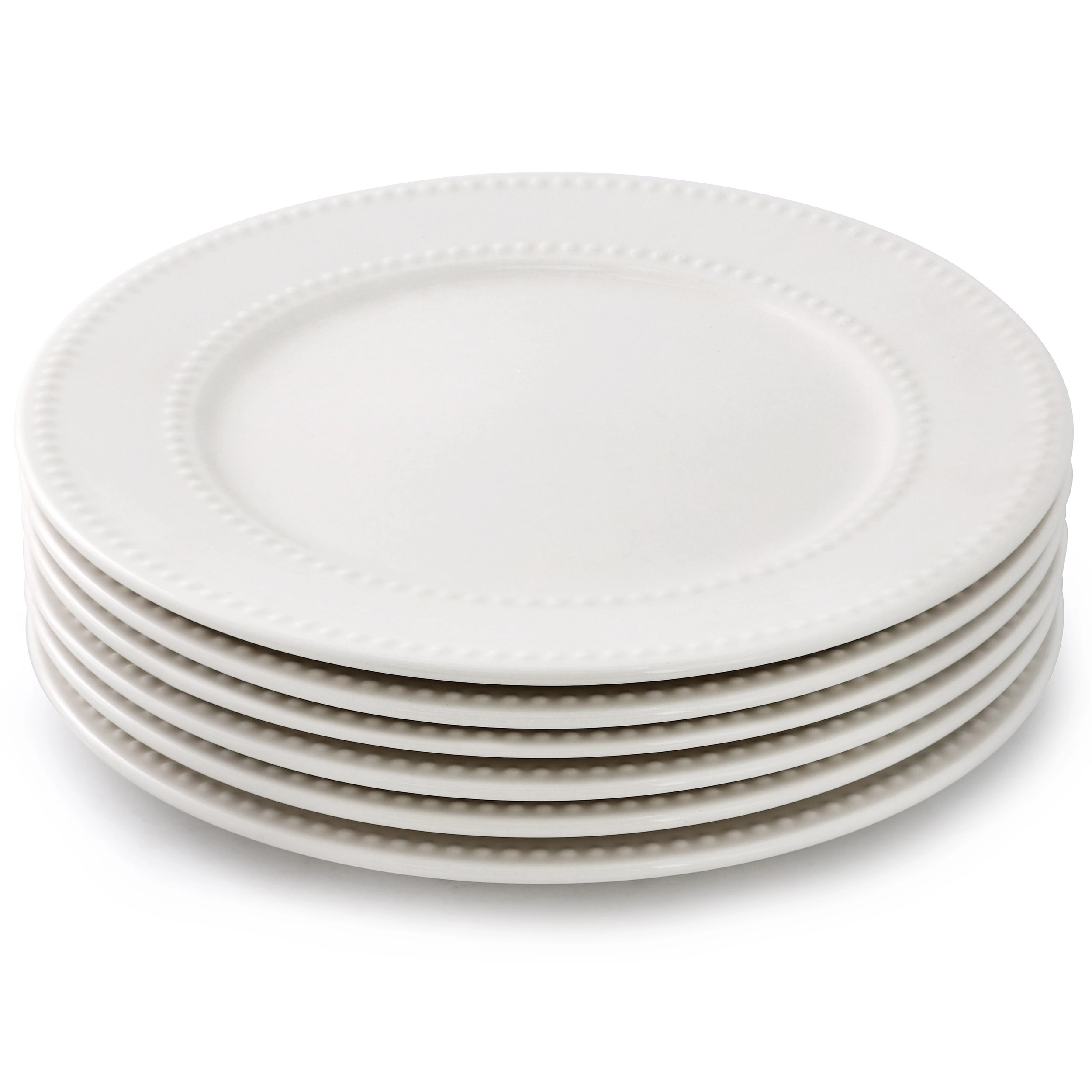 Elama Olevia 6 Piece Embossed Dot Stoneware Dinner Plate Set