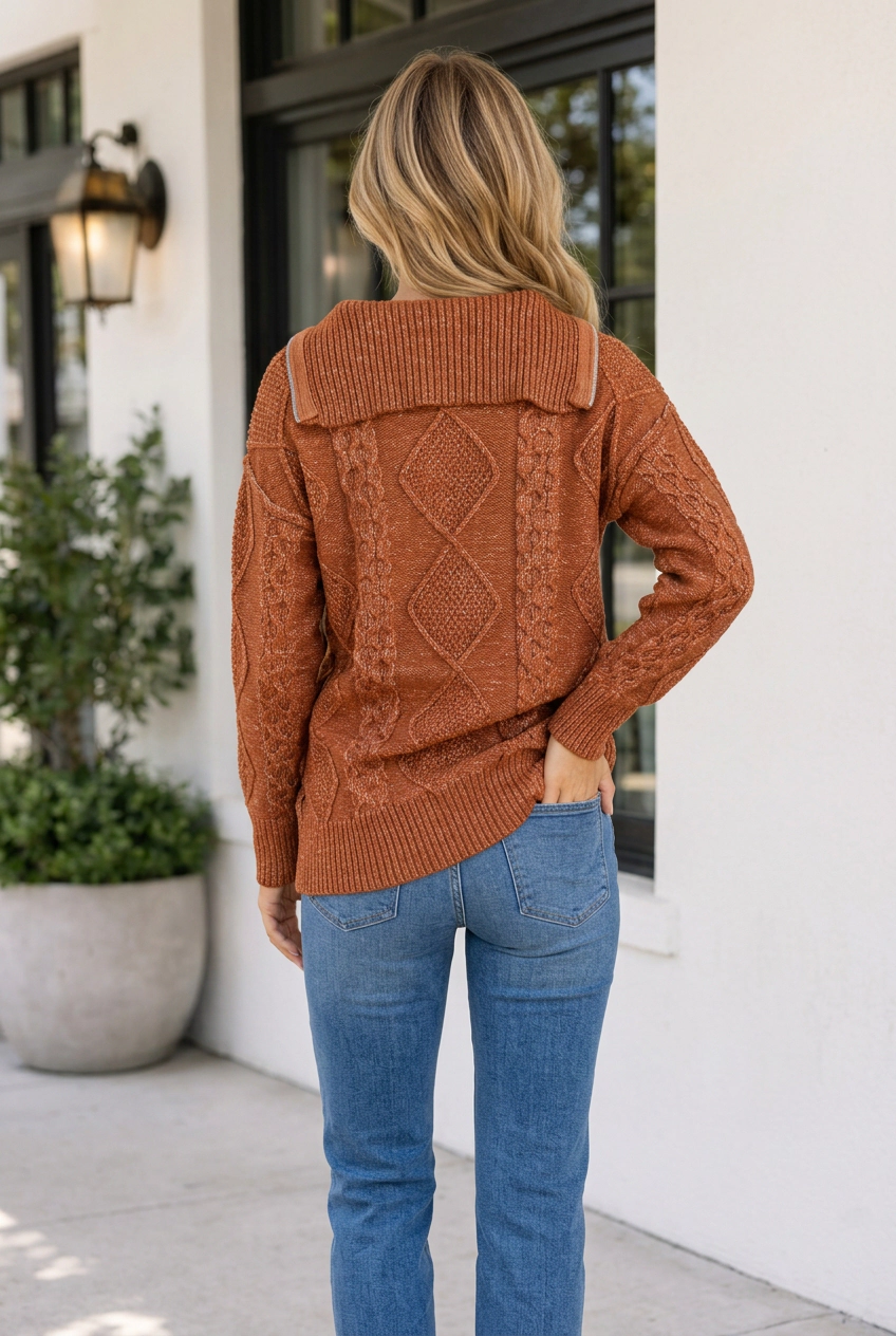 Threaded Pear Keith Knit Drop Shoulder Long Sweater