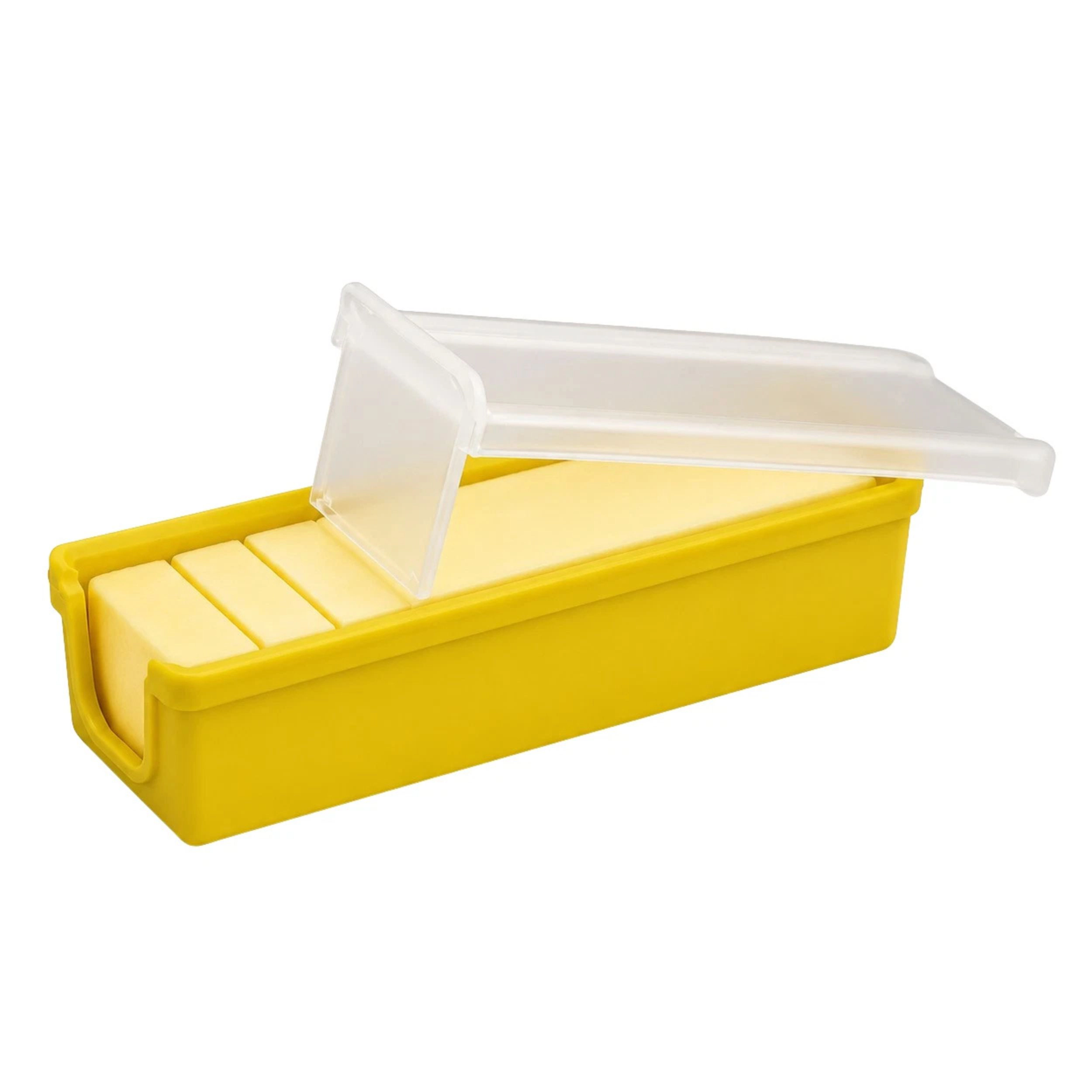 Home Collection Yellow Silicone Butter Dish with Clear Sliding Lid BPA-Free Butter Keeper