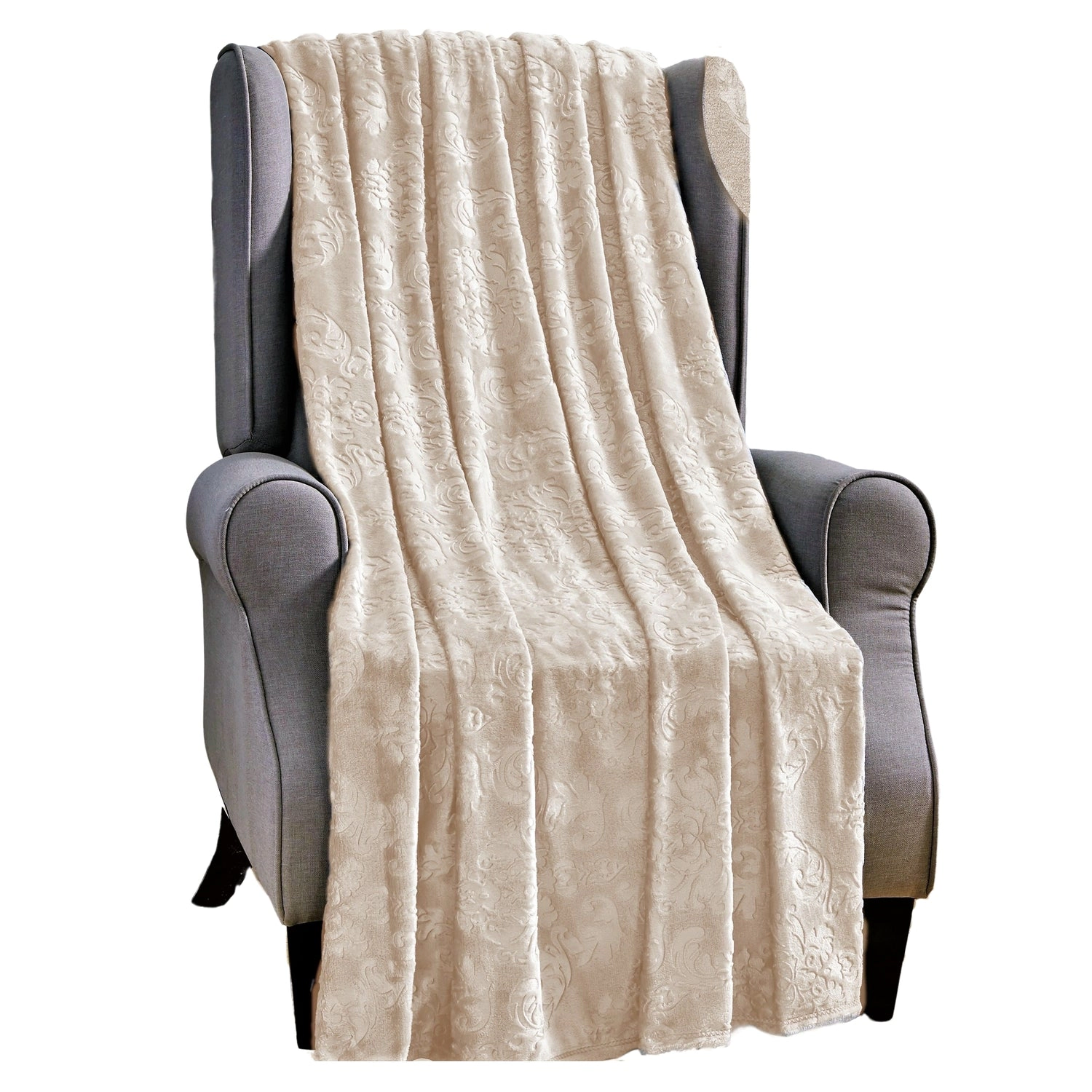 Plazatex Versailles Embossed Decorative Super Soft Throw Blanket for Sleep/Decor 2 Pack 50" x 60" Taupe