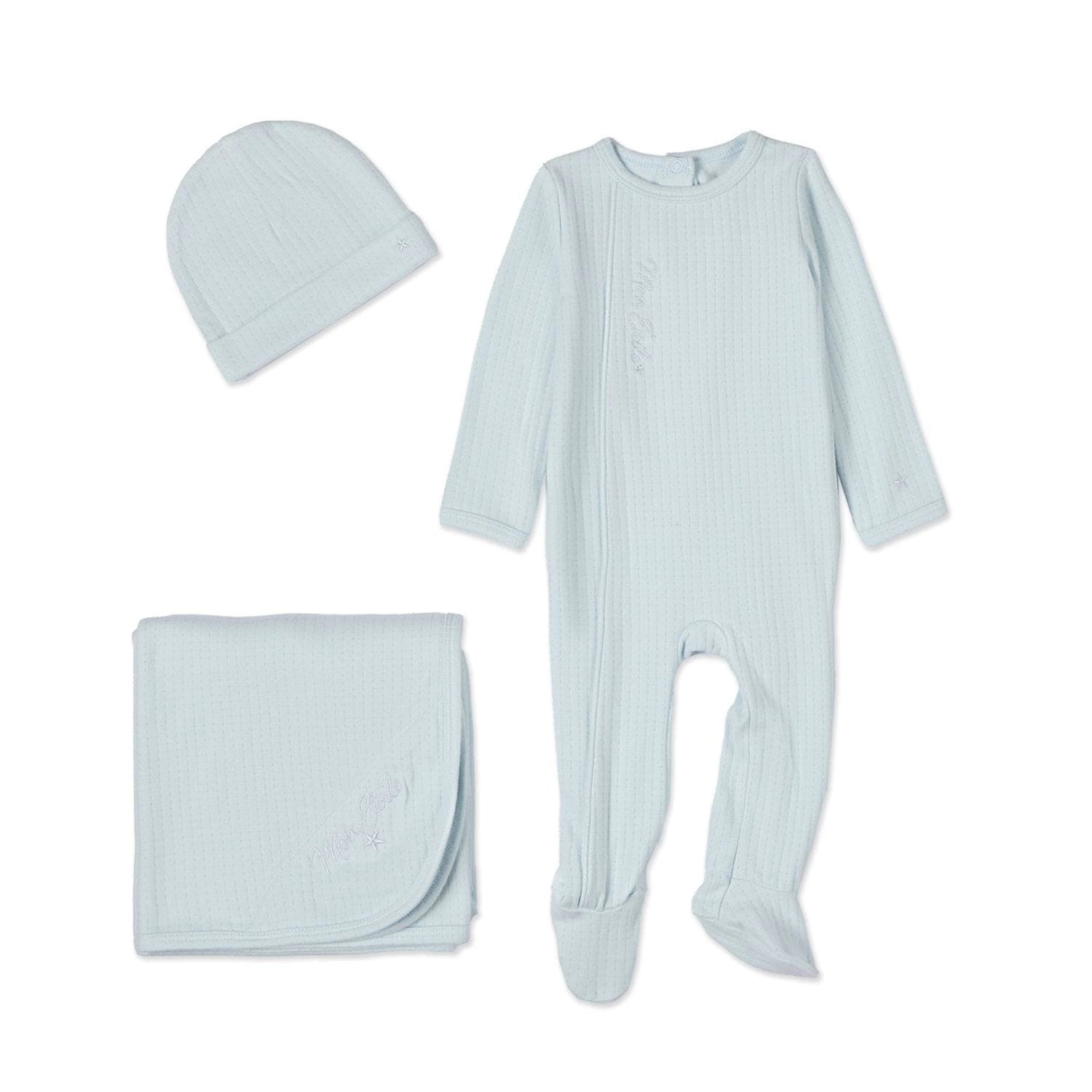 MeMoi 3 Piece Baby "Mon Etoile" Cotton Rich Pointelle Footie Set