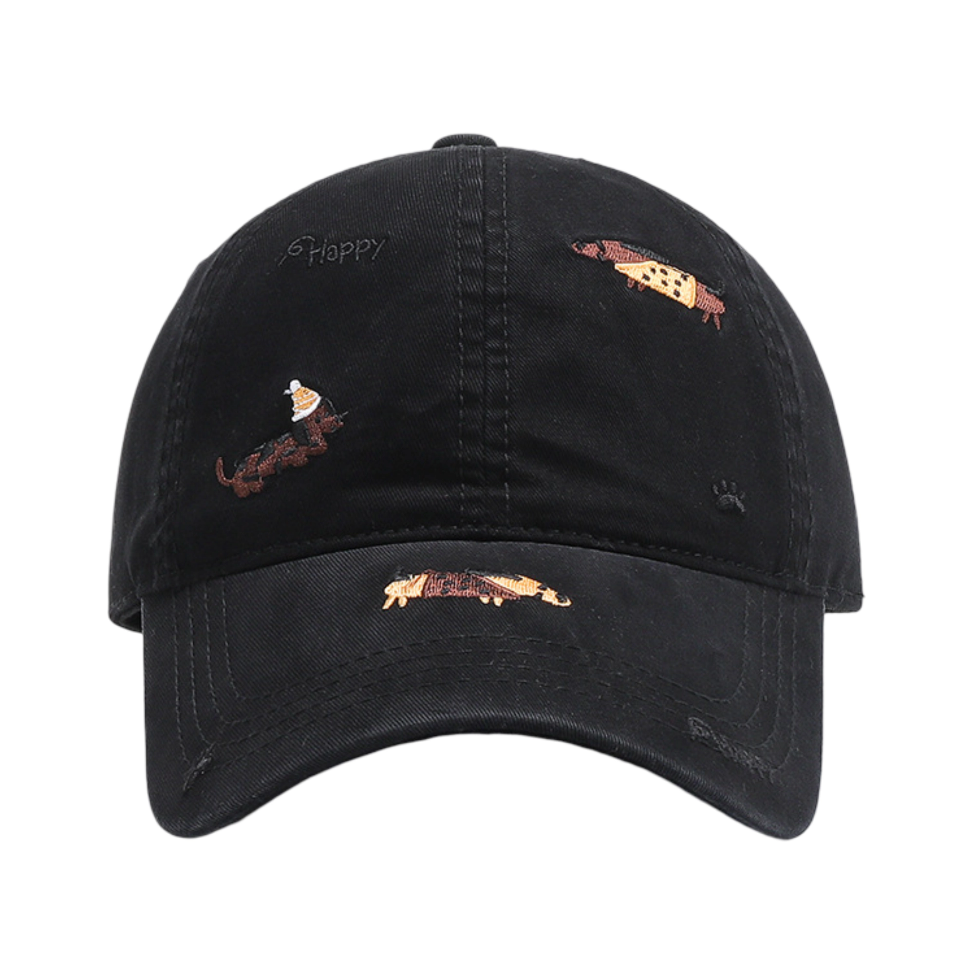 Anna-Kaci Women's Cotton Baseball Cap Embroidered Dog Pattern Adjustable Strap Breathable Casual Hat