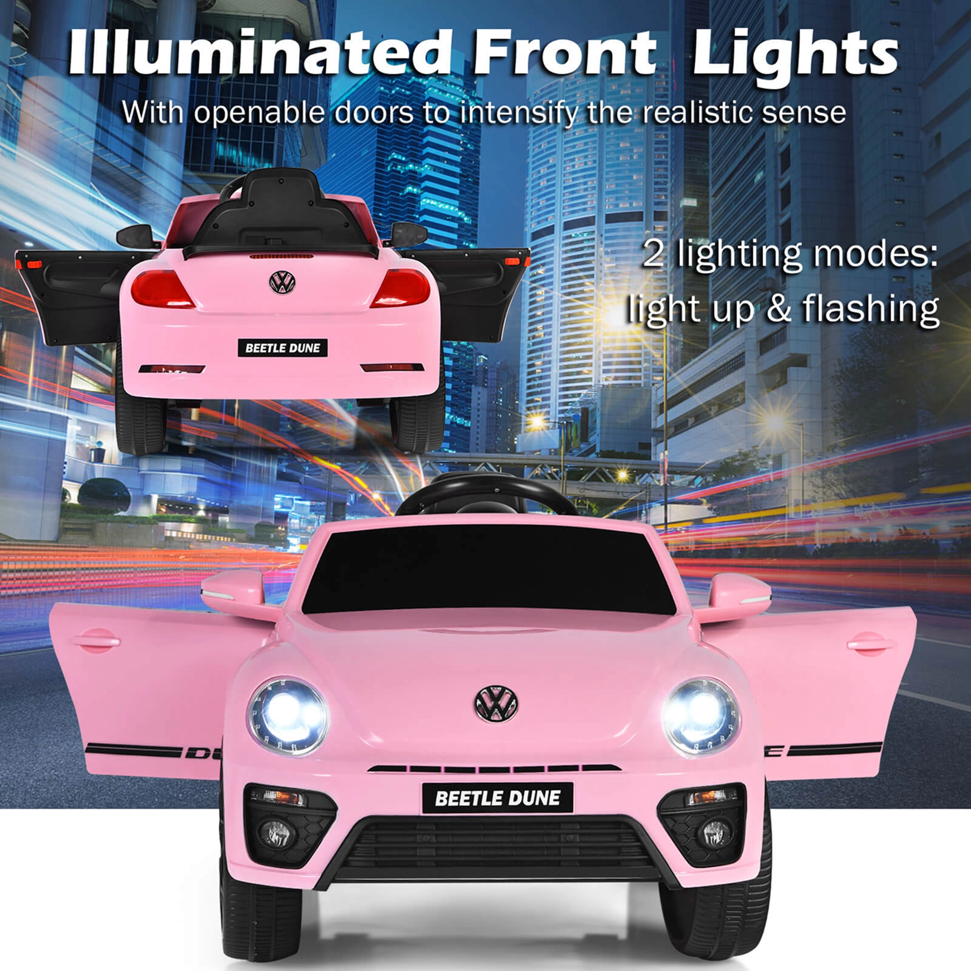Costway 12V Kids Ride On Car Licensed Volkswagen Beetle w/ Remote Control & Music