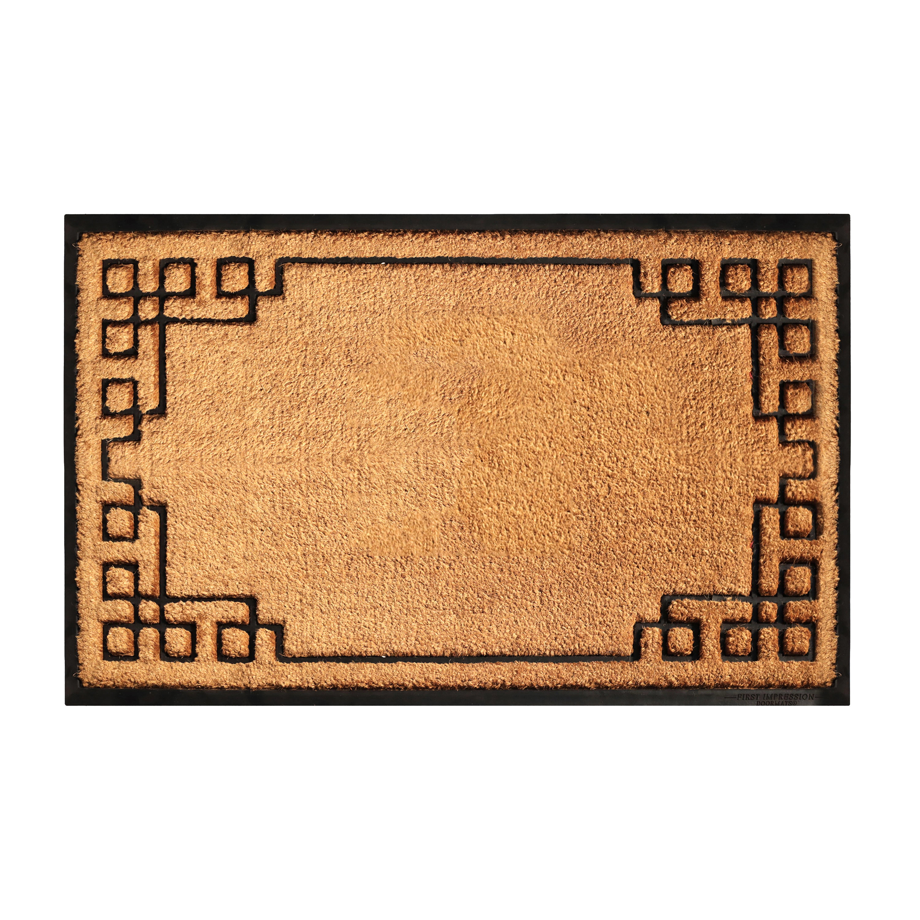 A1HC Coir and Rubber Door Mat 24x39 Inches Heavy Duty Non-Slip Dirt-Trapping Plain Key Greek